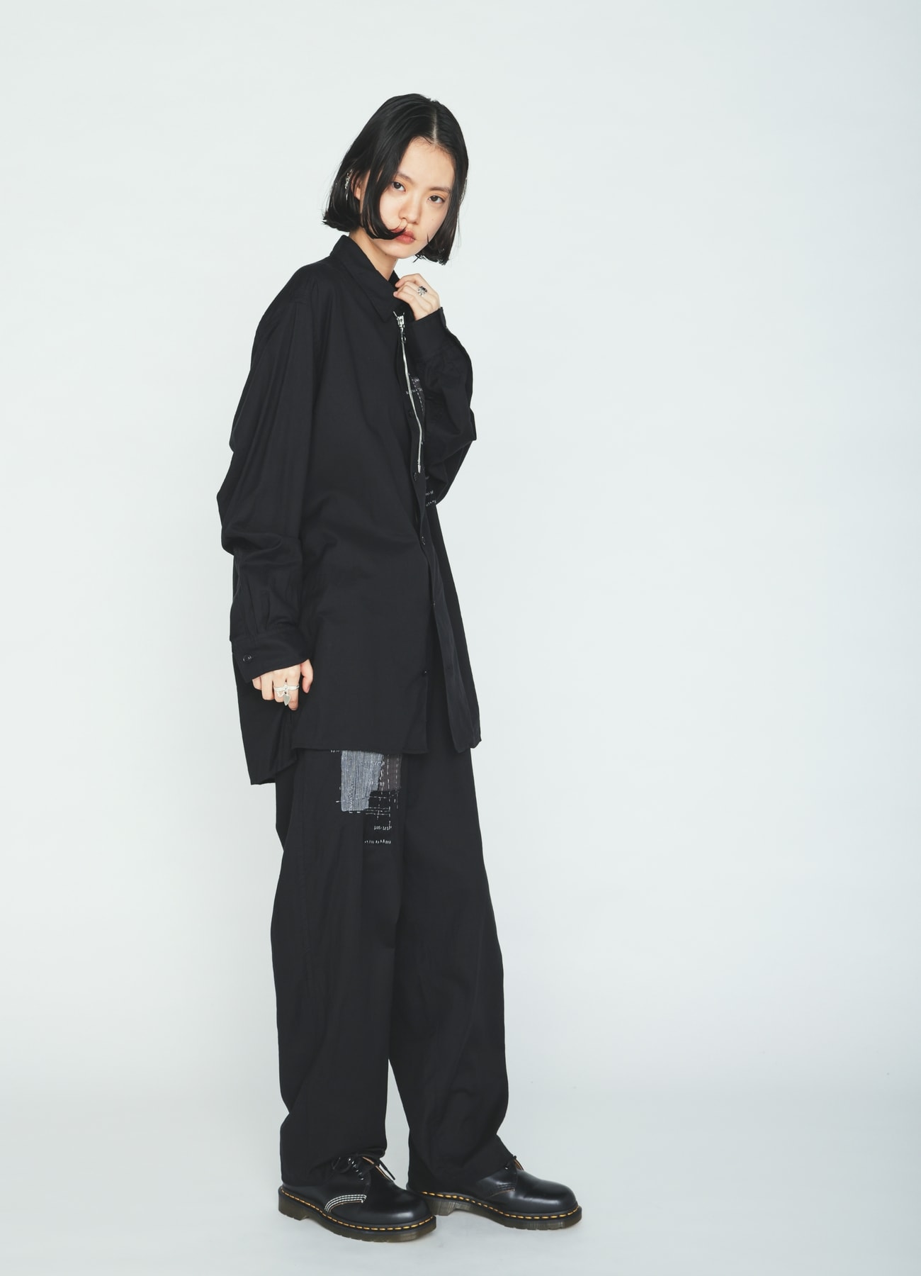 ORGANIC COTTON WASHER REGULAR SHIRT WITH SASHIKO EMBROIDERY