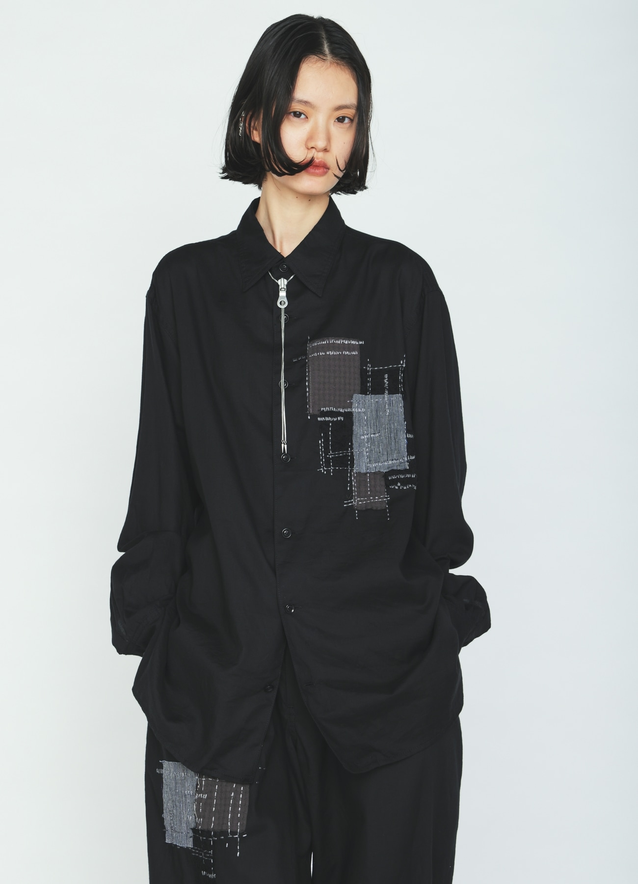 ORGANIC COTTON WASHER REGULAR SHIRT WITH SASHIKO EMBROIDERY