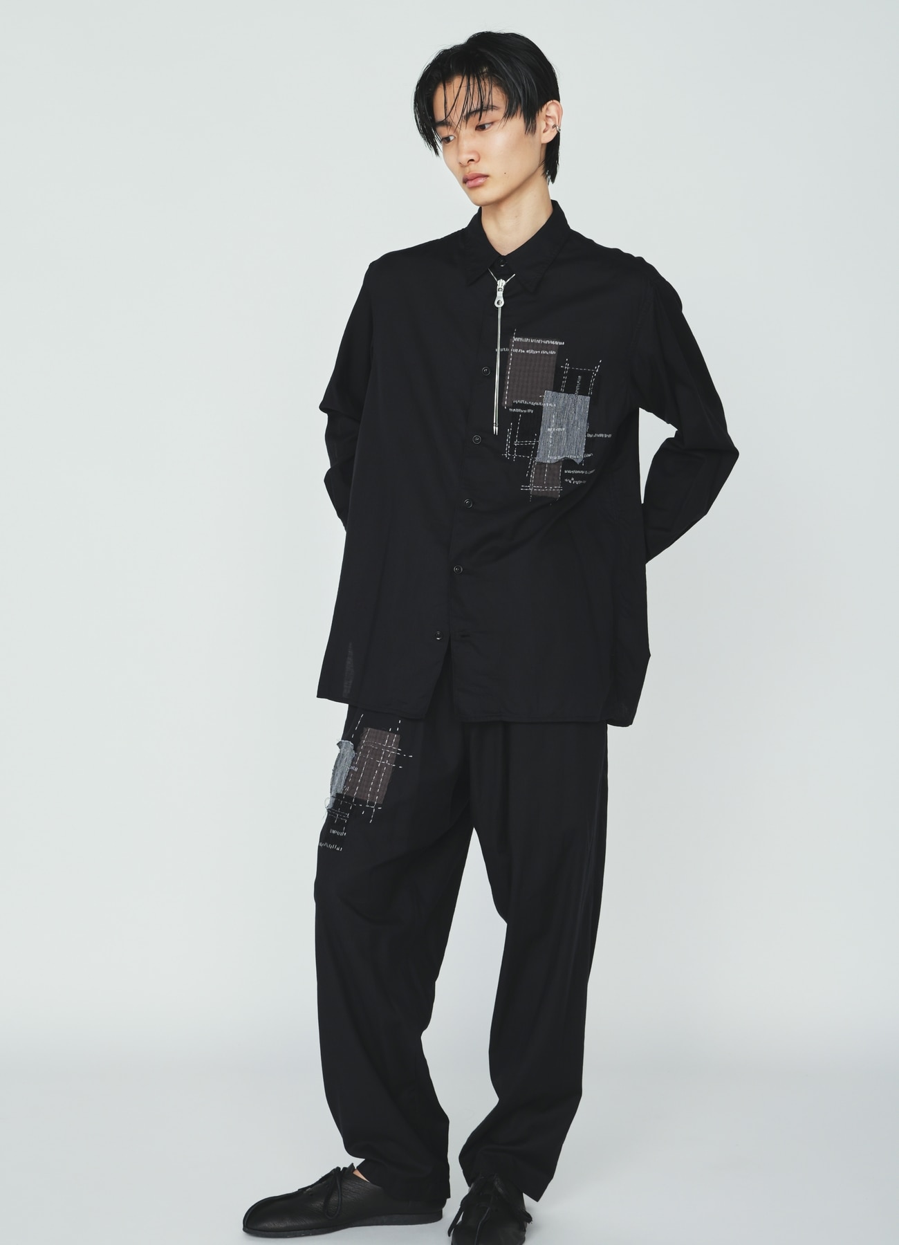 ORGANIC COTTON WASHER REGULAR SHIRT WITH SASHIKO EMBROIDERY