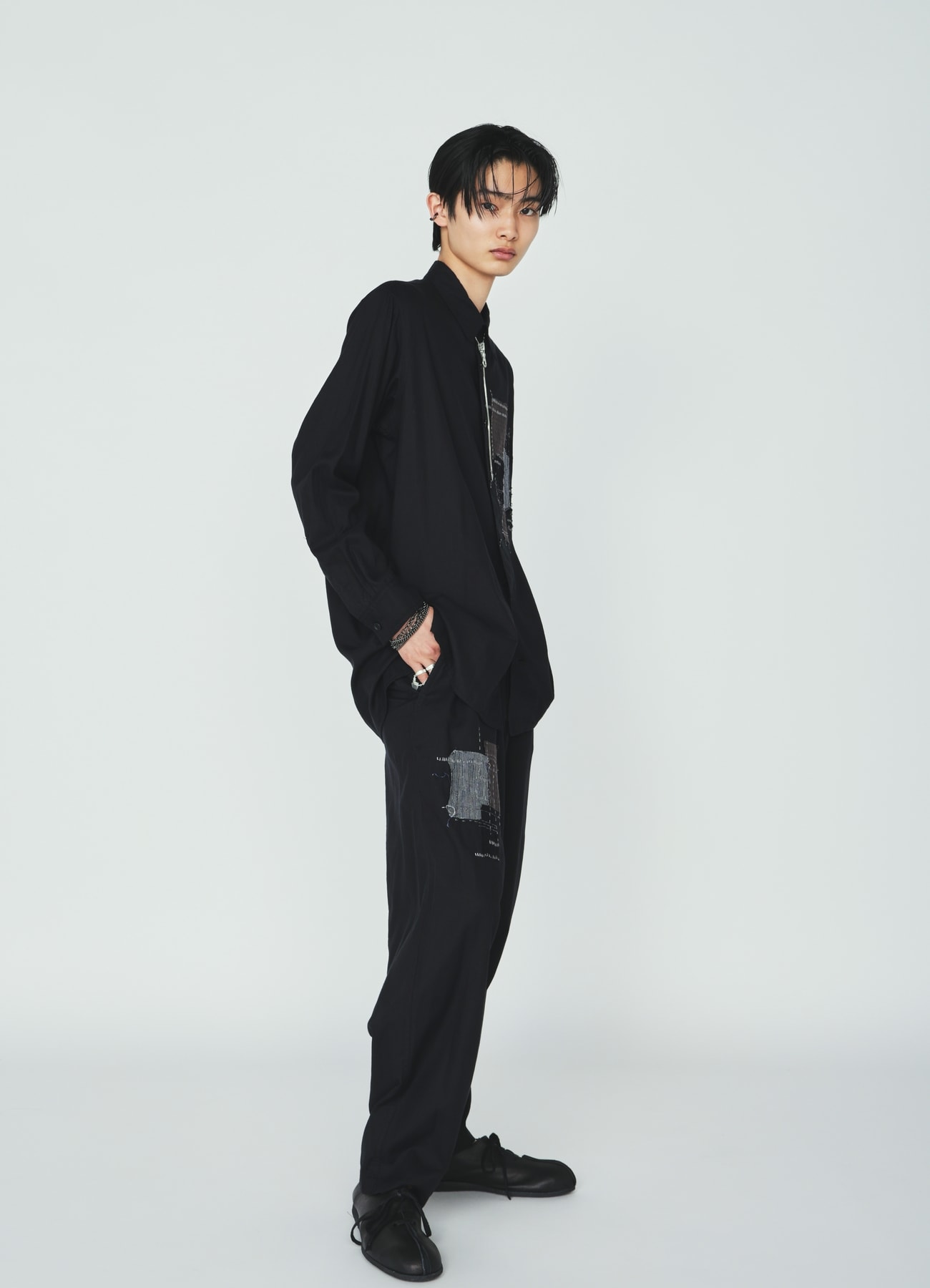 ORGANIC COTTON WASHER REGULAR SHIRT WITH SASHIKO EMBROIDERY