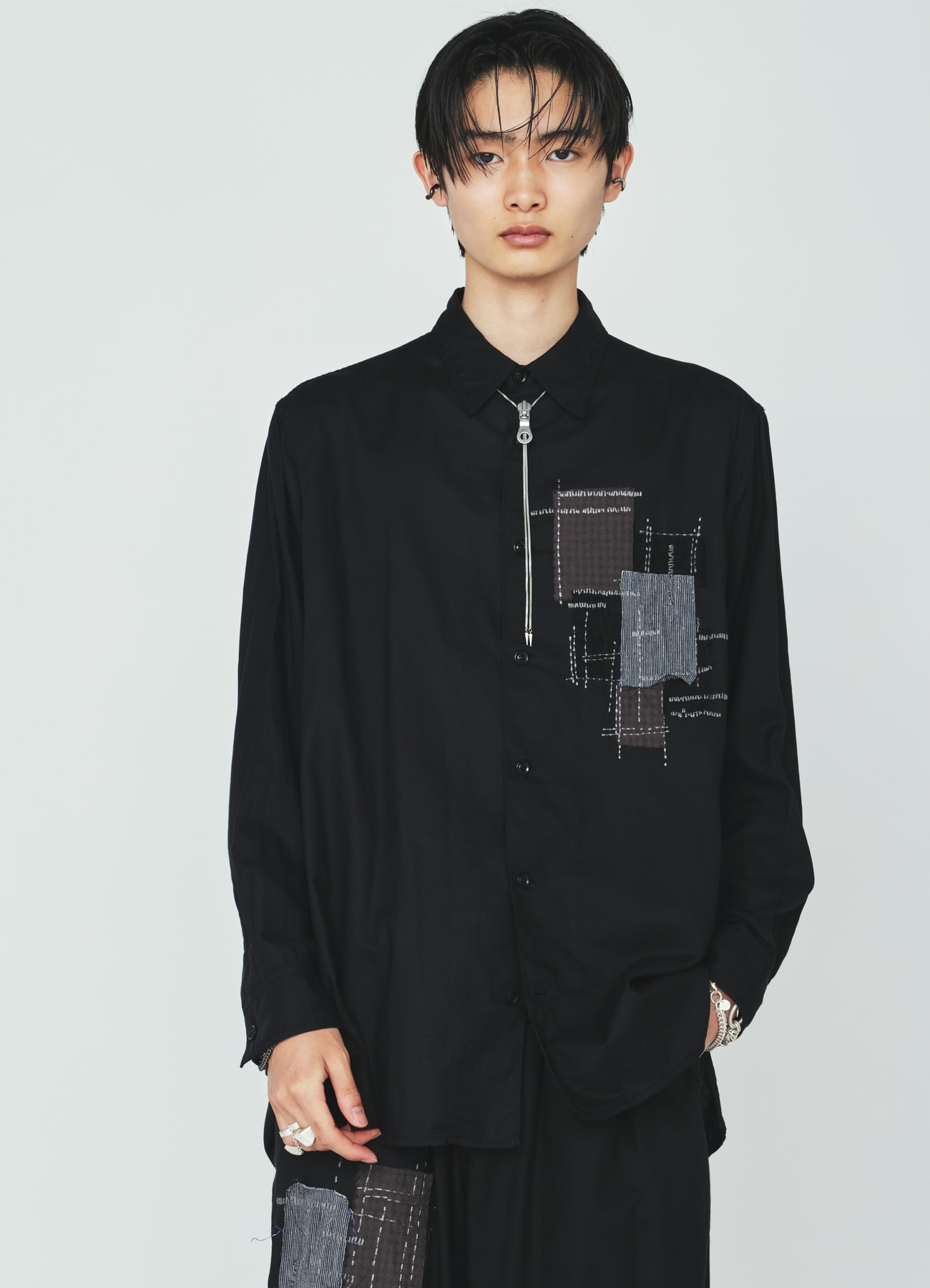 ORGANIC COTTON WASHER REGULAR SHIRT WITH SASHIKO EMBROIDERY