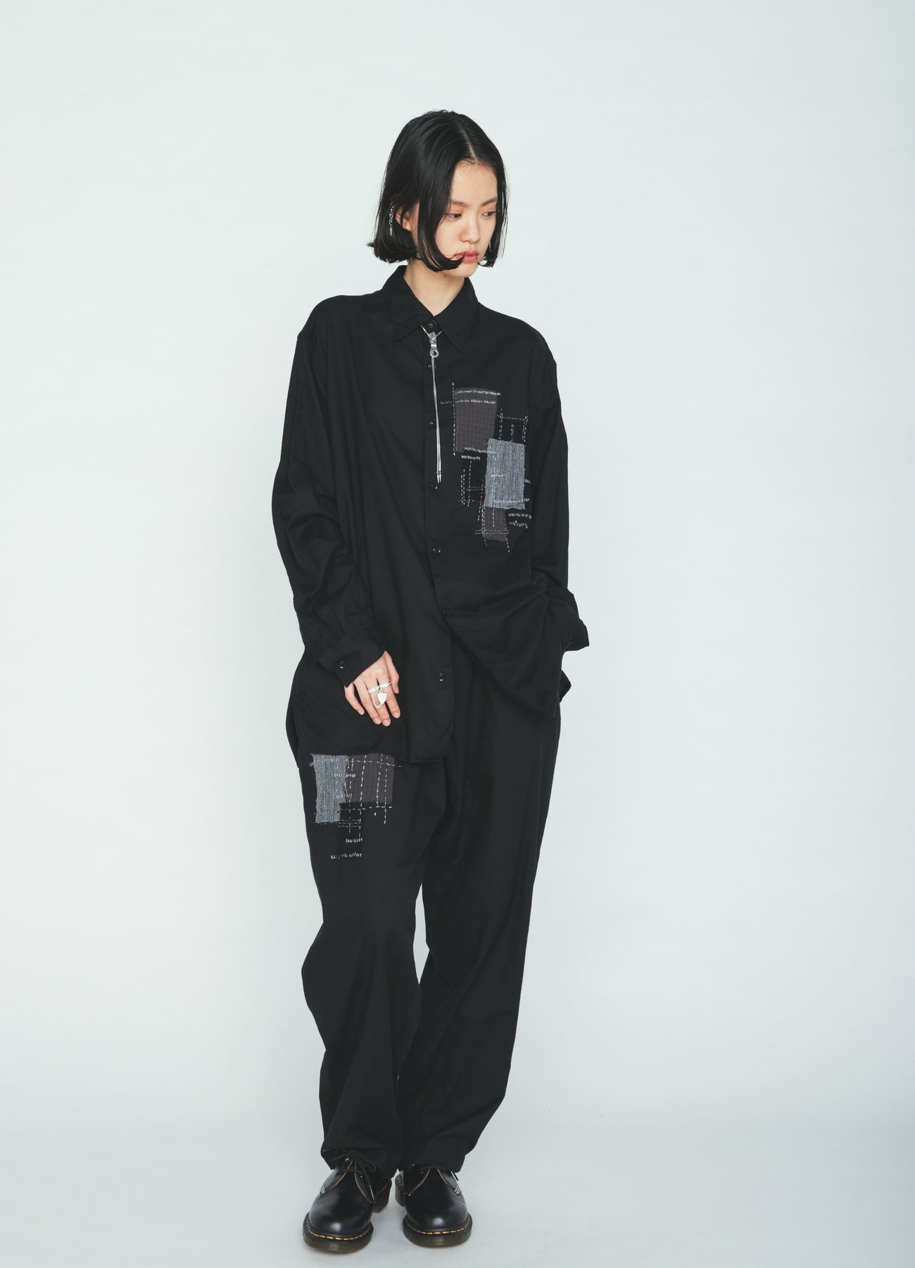 ORGANIC COTTON WASHER REGULAR SHIRT WITH SASHIKO EMBROIDERY