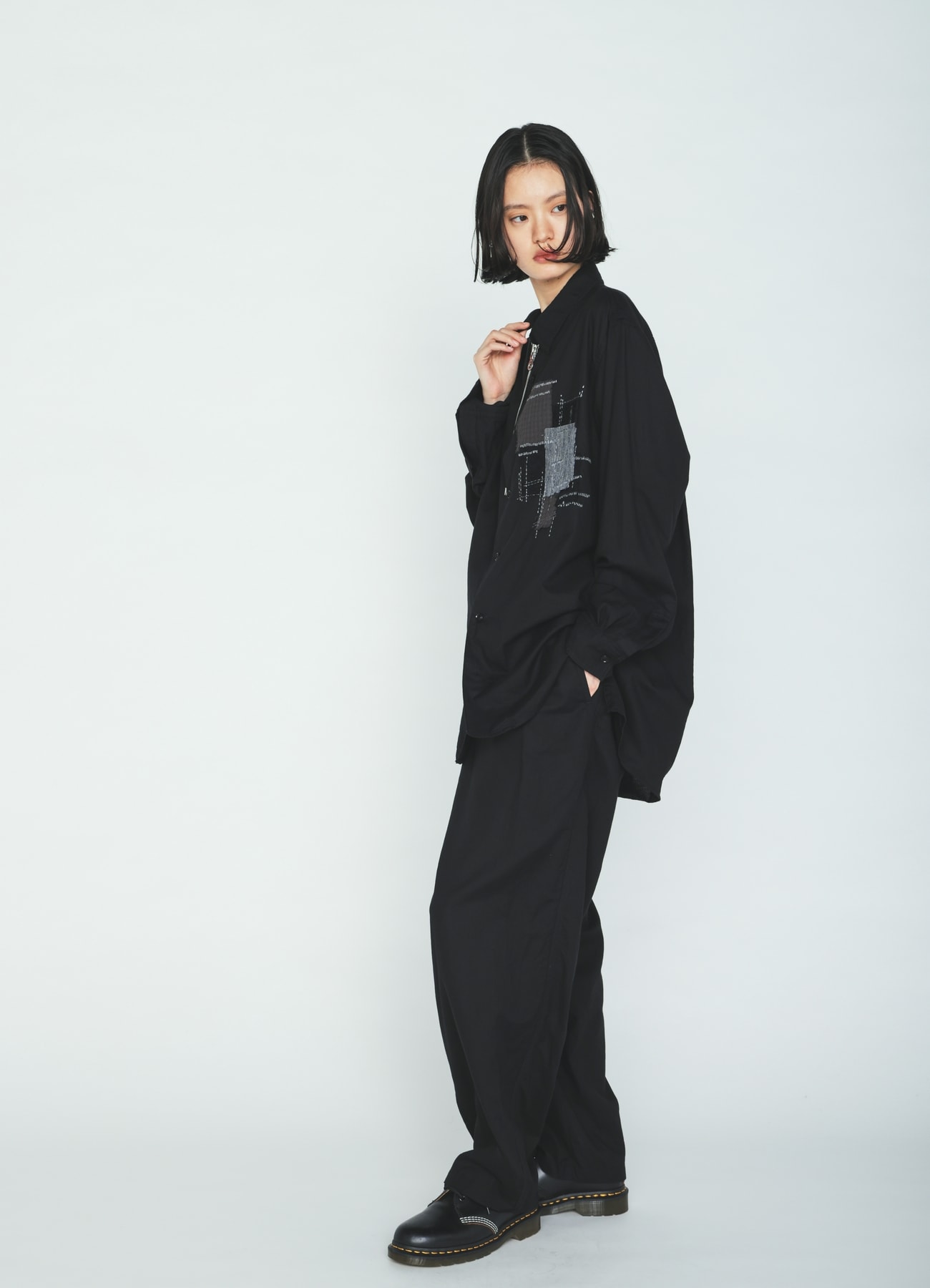 ORGANIC COTTON WASHER REGULAR SHIRT WITH SASHIKO EMBROIDERY