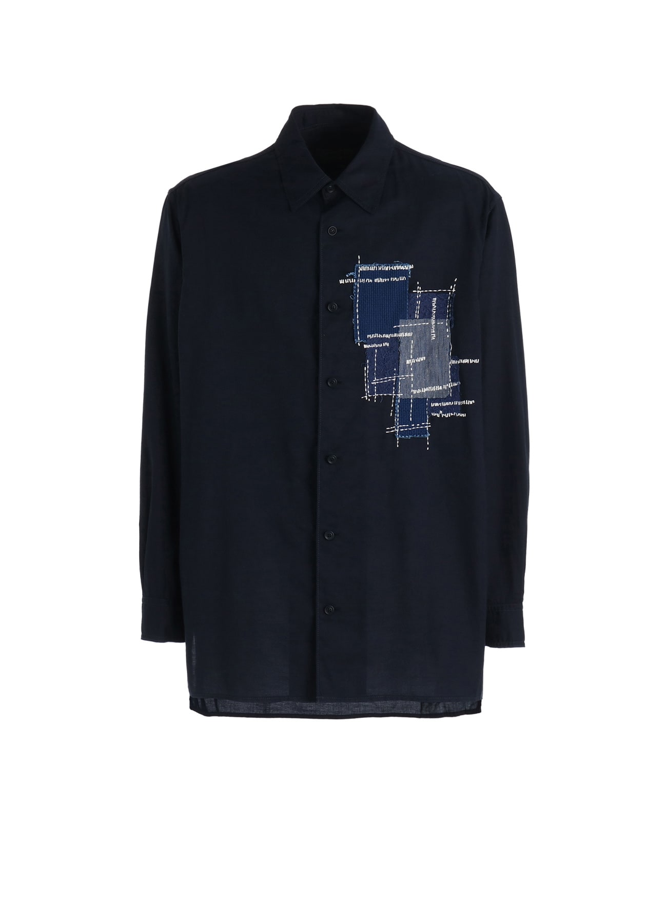 ORGANIC COTTON WASHER REGULAR SHIRT WITH SASHIKO EMBROIDERY