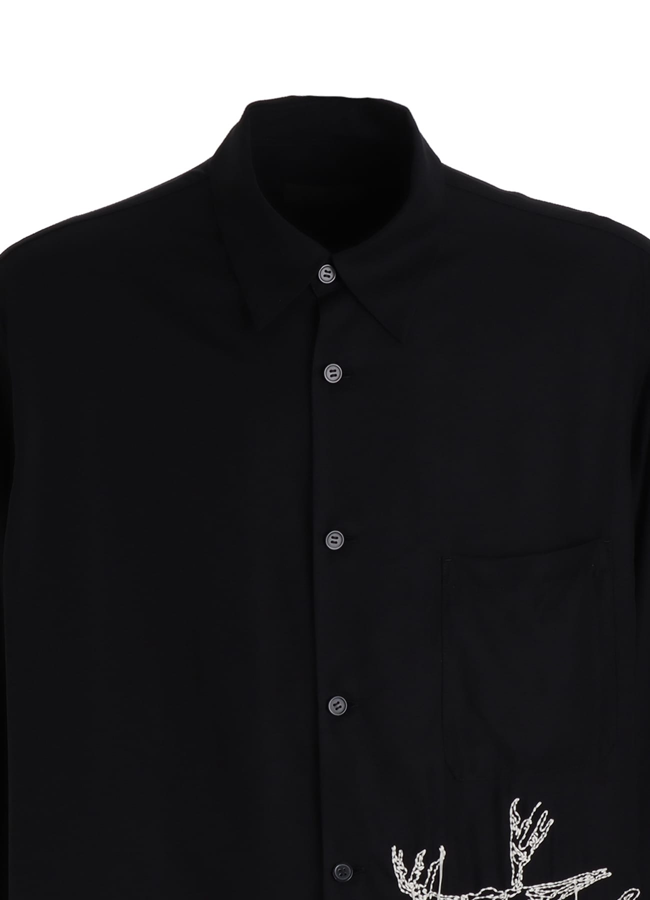 RAYON TWILL CROW AND FLOWER EMBROIDERY SHIRT