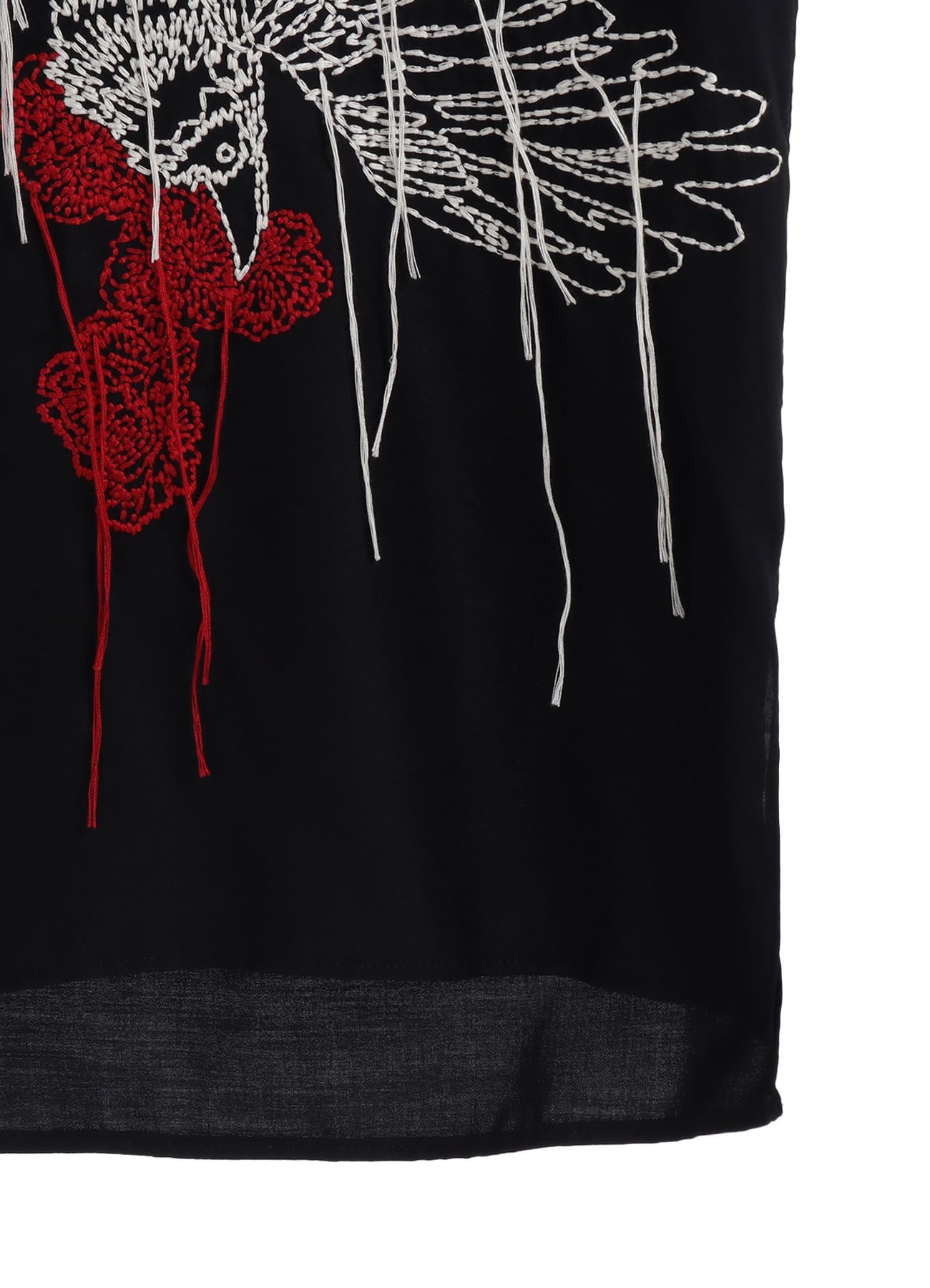 RAYON TWILL CROW AND FLOWER EMBROIDERY SHIRT