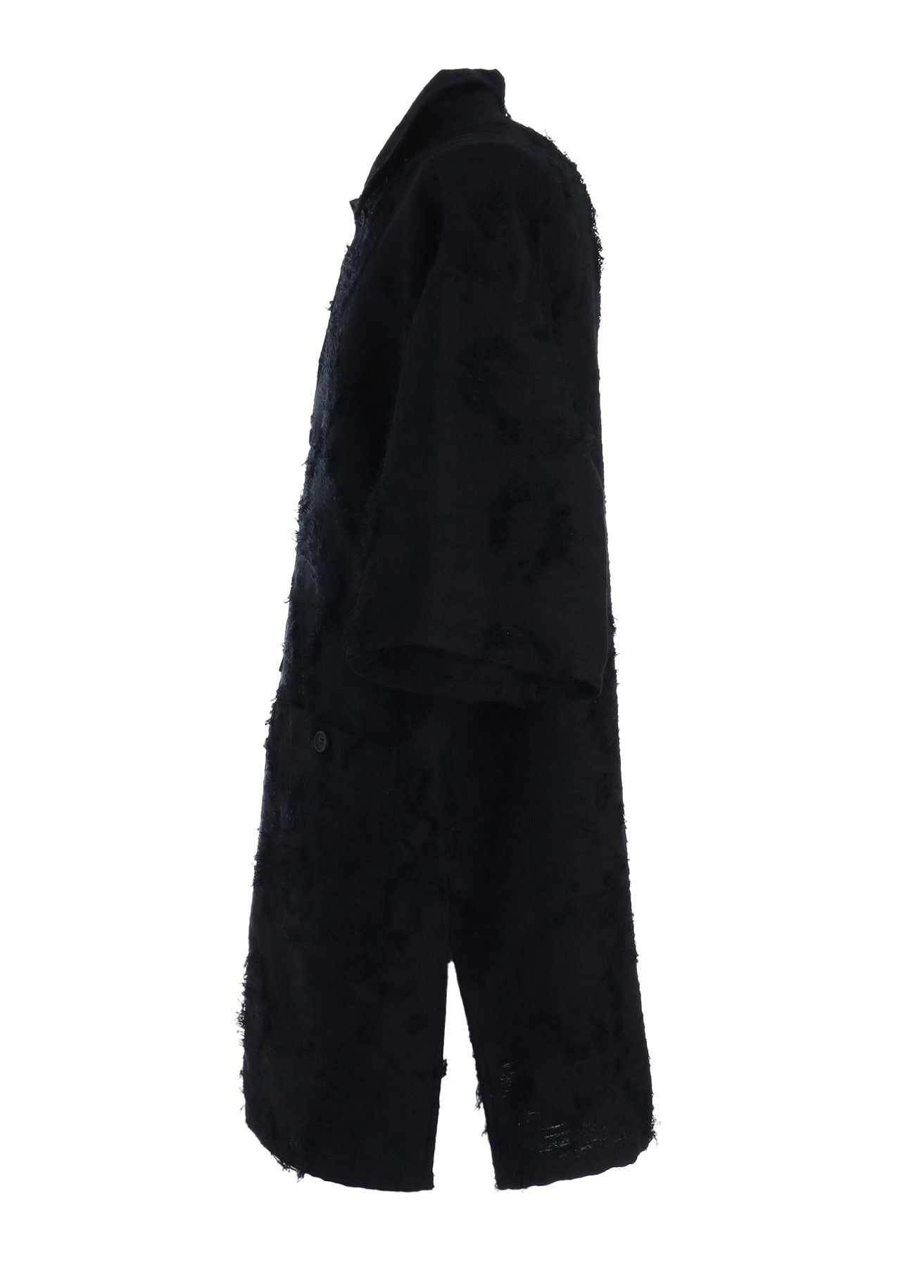 COTTON BOTANICAL SHEER JACQUARD OPEN COLLAR SHORT-SLEEVE SHIRT