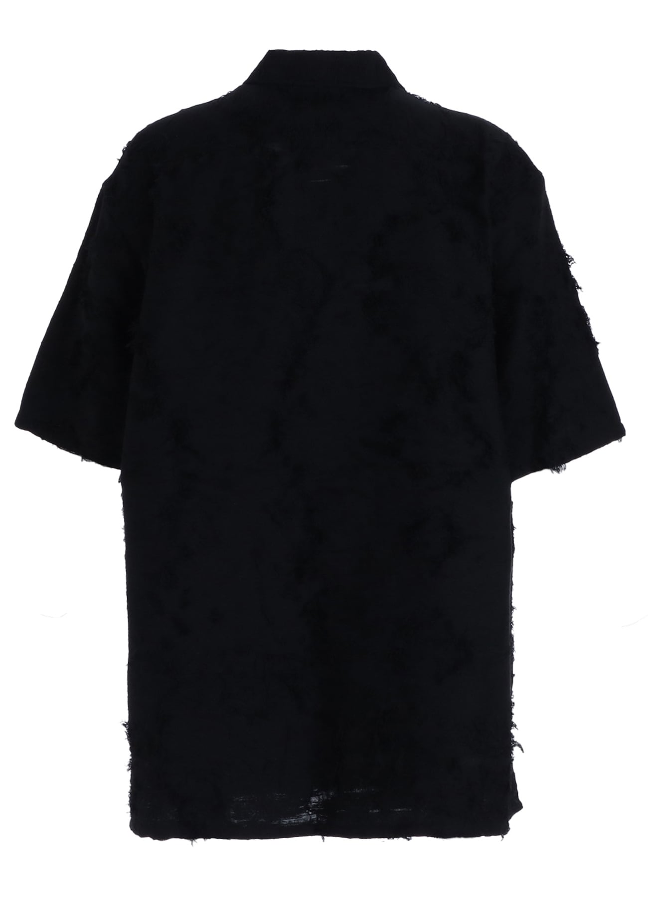 COTTON BOTANICAL SHEER JACQUARD OPEN COLLAR SHORT-SLEEVE SHIRT