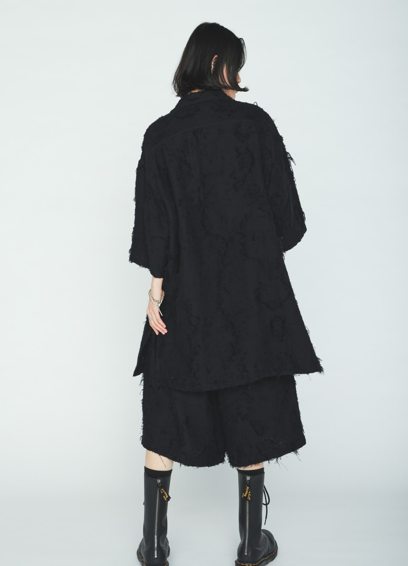 COTTON BOTANICAL SHEER JACQUARD OPEN COLLAR SHORT-SLEEVE SHIRT