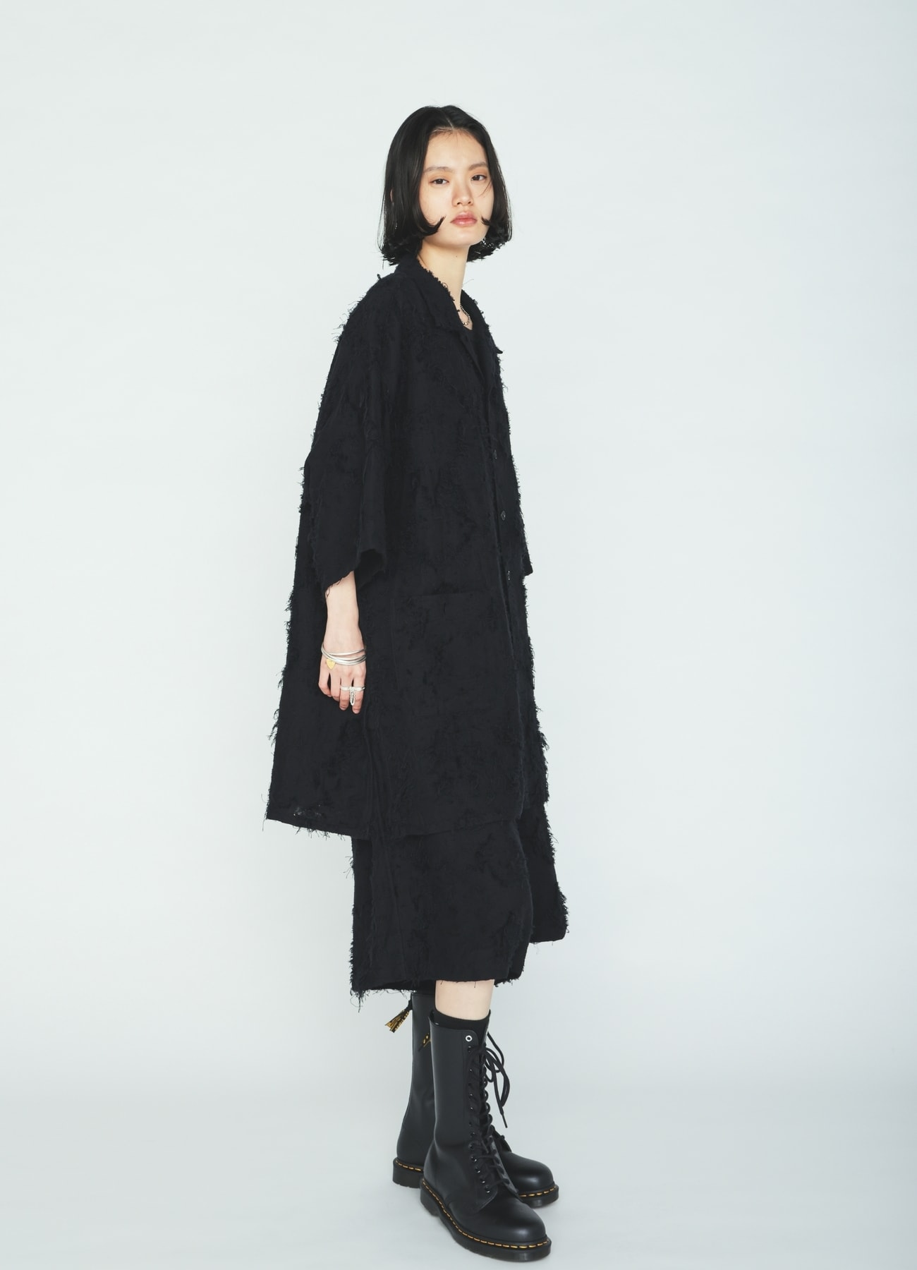 COTTON BOTANICAL SHEER JACQUARD OPEN COLLAR SHORT-SLEEVE SHIRT