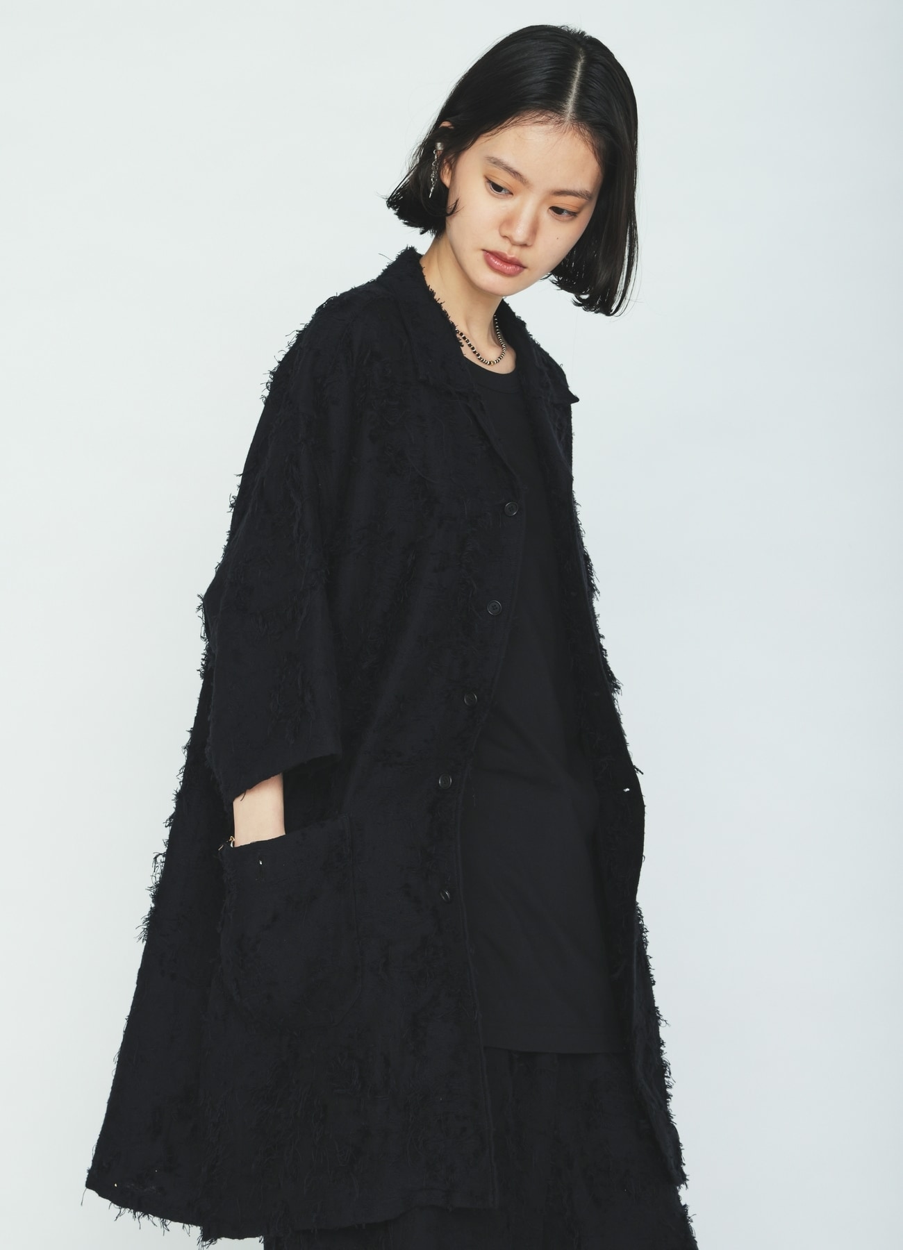 COTTON BOTANICAL SHEER JACQUARD OPEN COLLAR SHORT-SLEEVE SHIRT