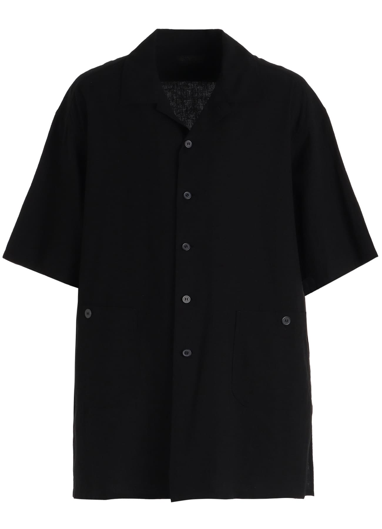 Cotton-Linen Poplin OPEN COLLAR SHORT-SLEEVE SHIRT