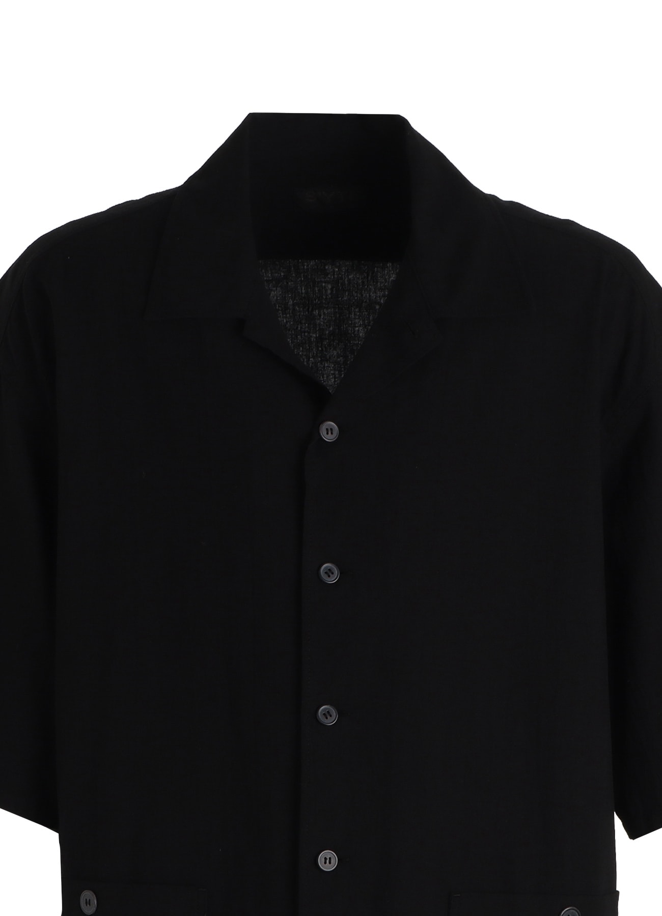 Cotton-Linen Poplin OPEN COLLAR SHORT-SLEEVE SHIRT