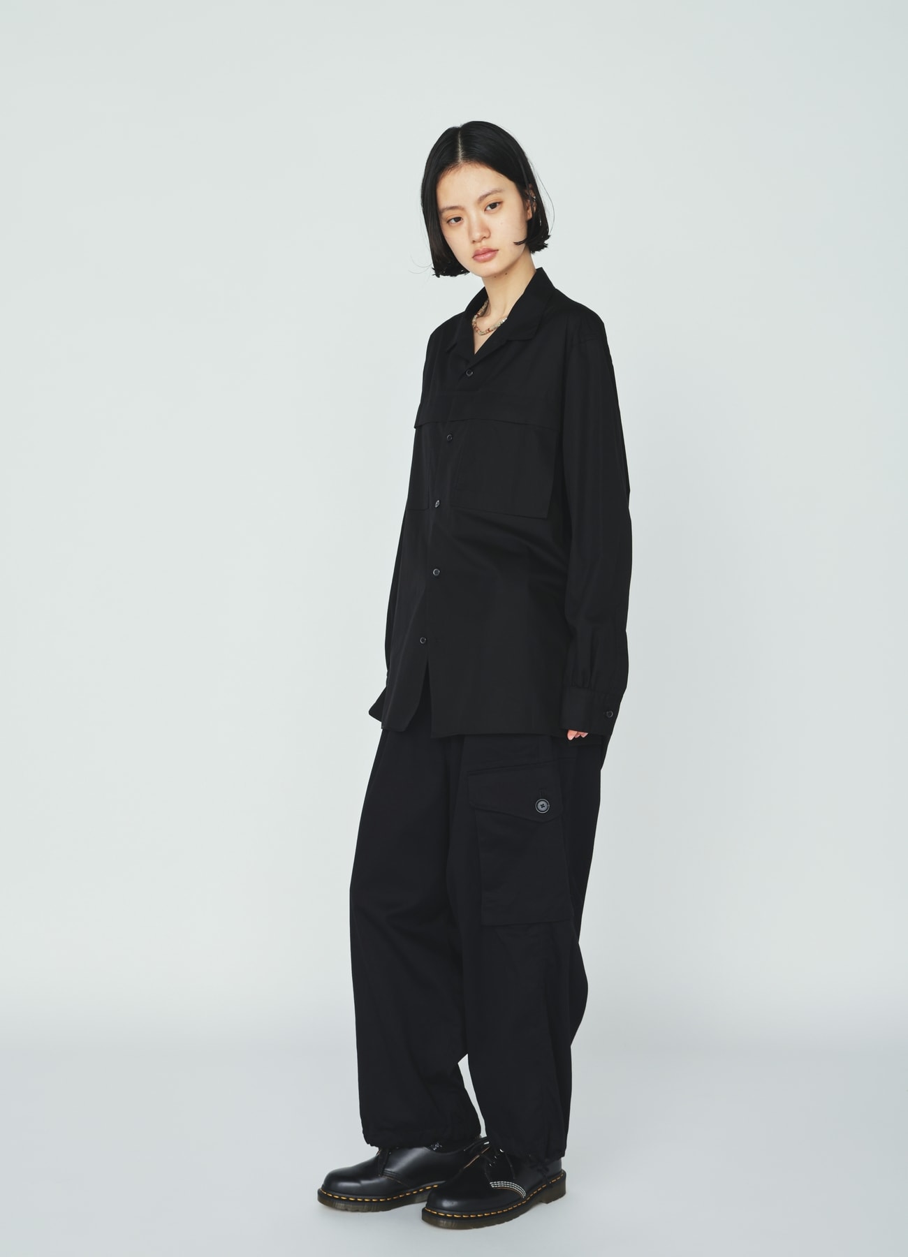 100/2 COTTON BROAD FLOATING POCKETS OPEN COLLAR SHIRT