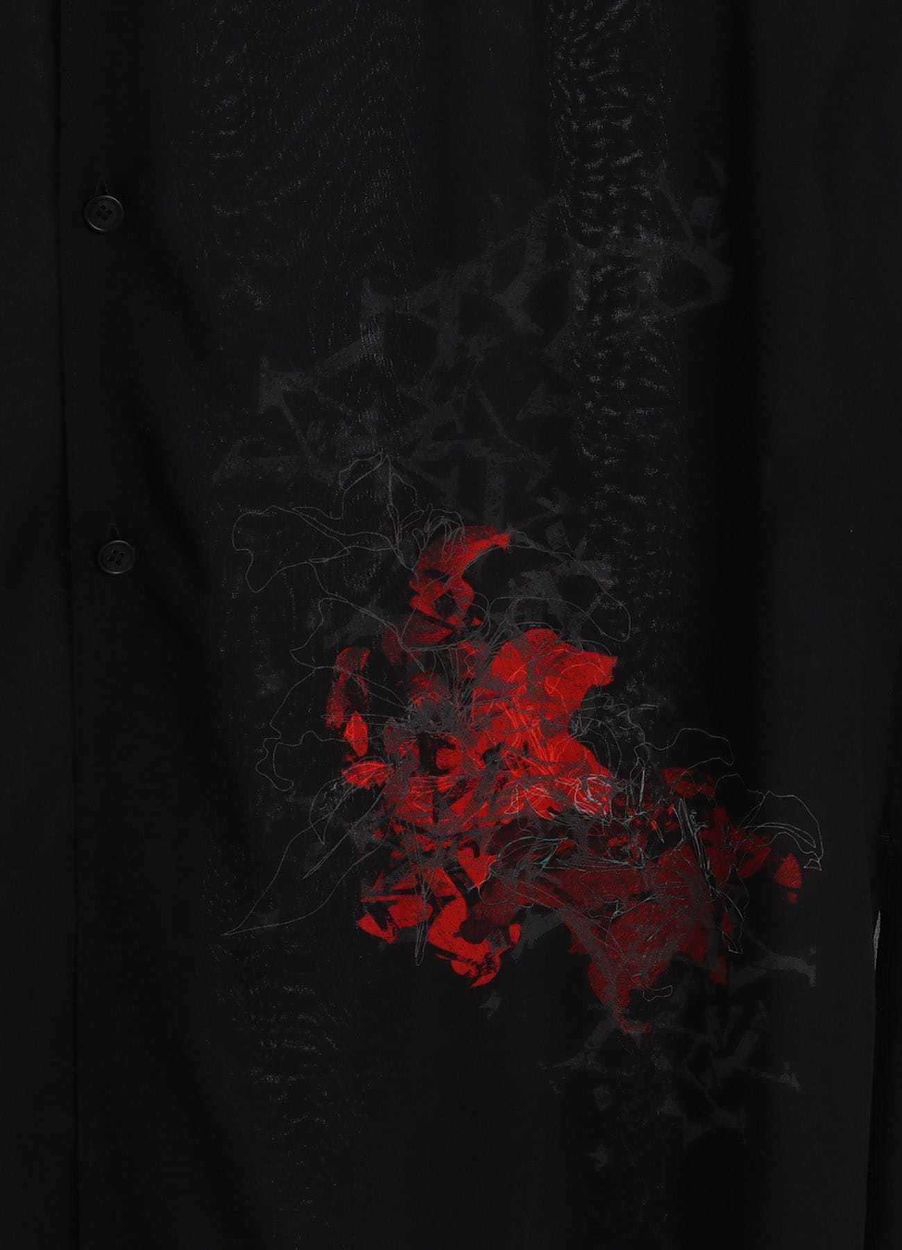 RAYON “Y” LETTER AND RED FLOWER PRINT LAYERED-COLLAR SHIRT