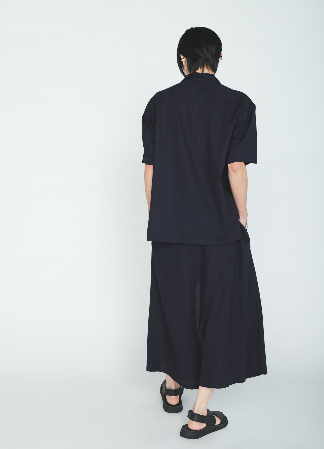 ORGANIC COTTON WASHER SHORT-SLEEVE SHIRT WITH SASHIKO EMBROIDERY