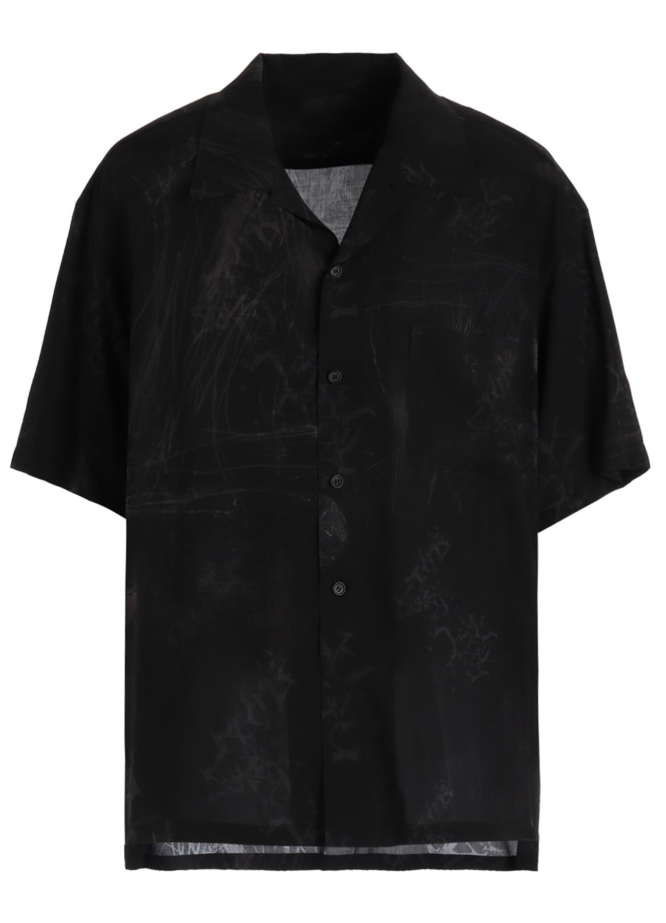 ☆ ユン・ピョウ / FROM FAR EAST RAYON “Y” LETTER AND INDIAN MOTIF PRINT OPEN COLLAR SHIRT(M Black