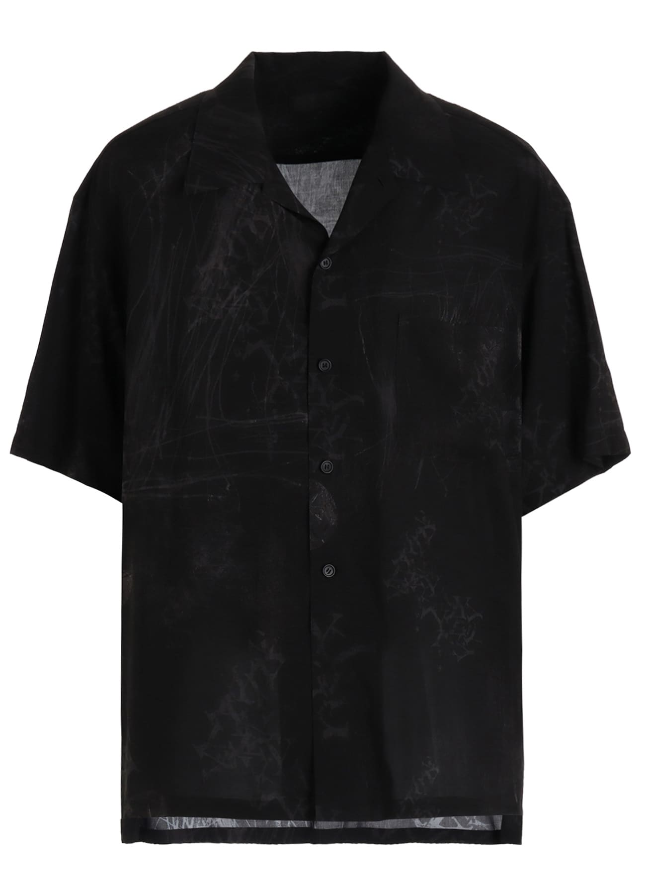 RAYON “Y” LETTER AND INDIAN MOTIF PRINT OPEN COLLAR SHIRT