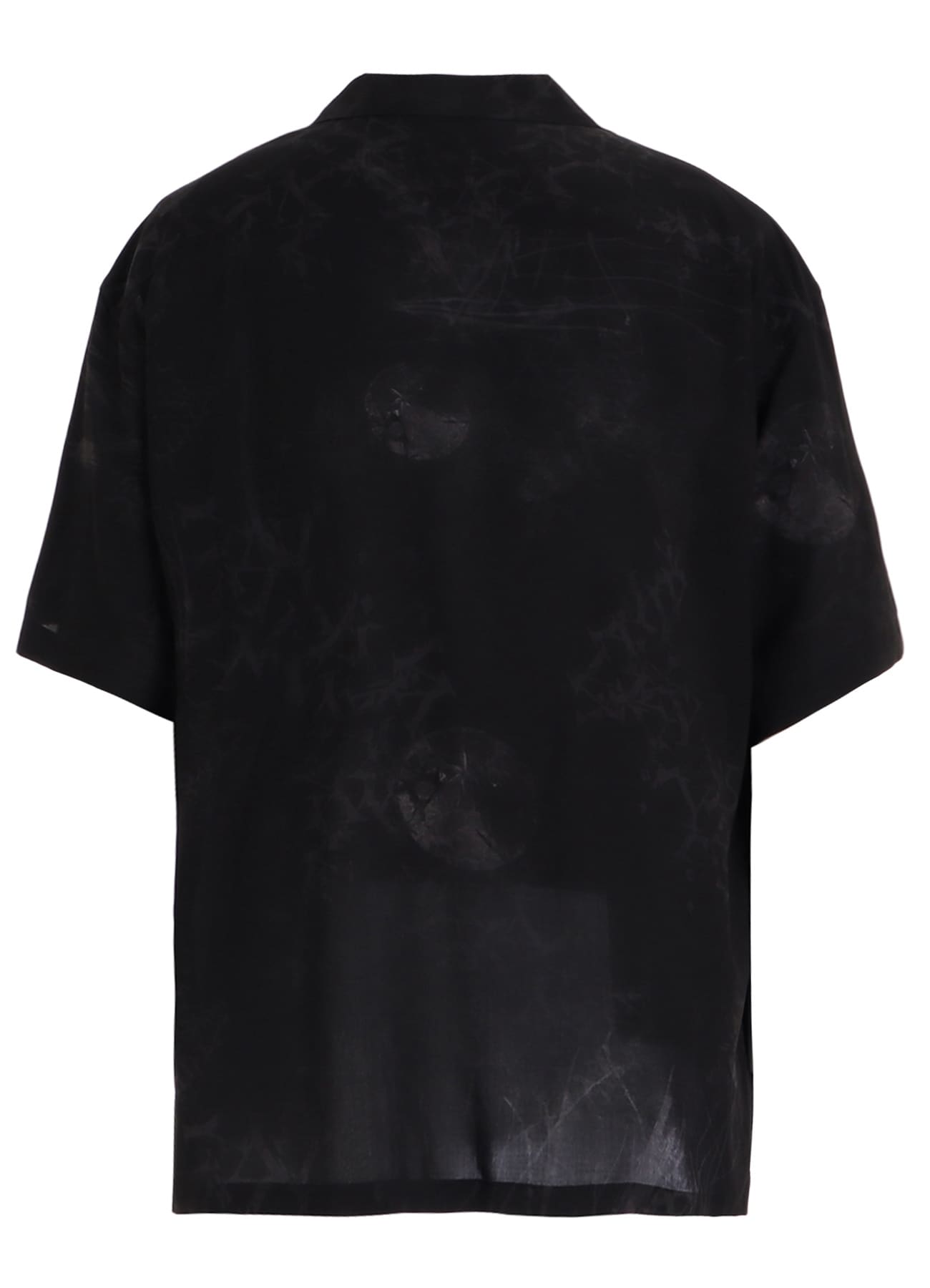 RAYON “Y” LETTER AND INDIAN MOTIF PRINT OPEN COLLAR SHIRT