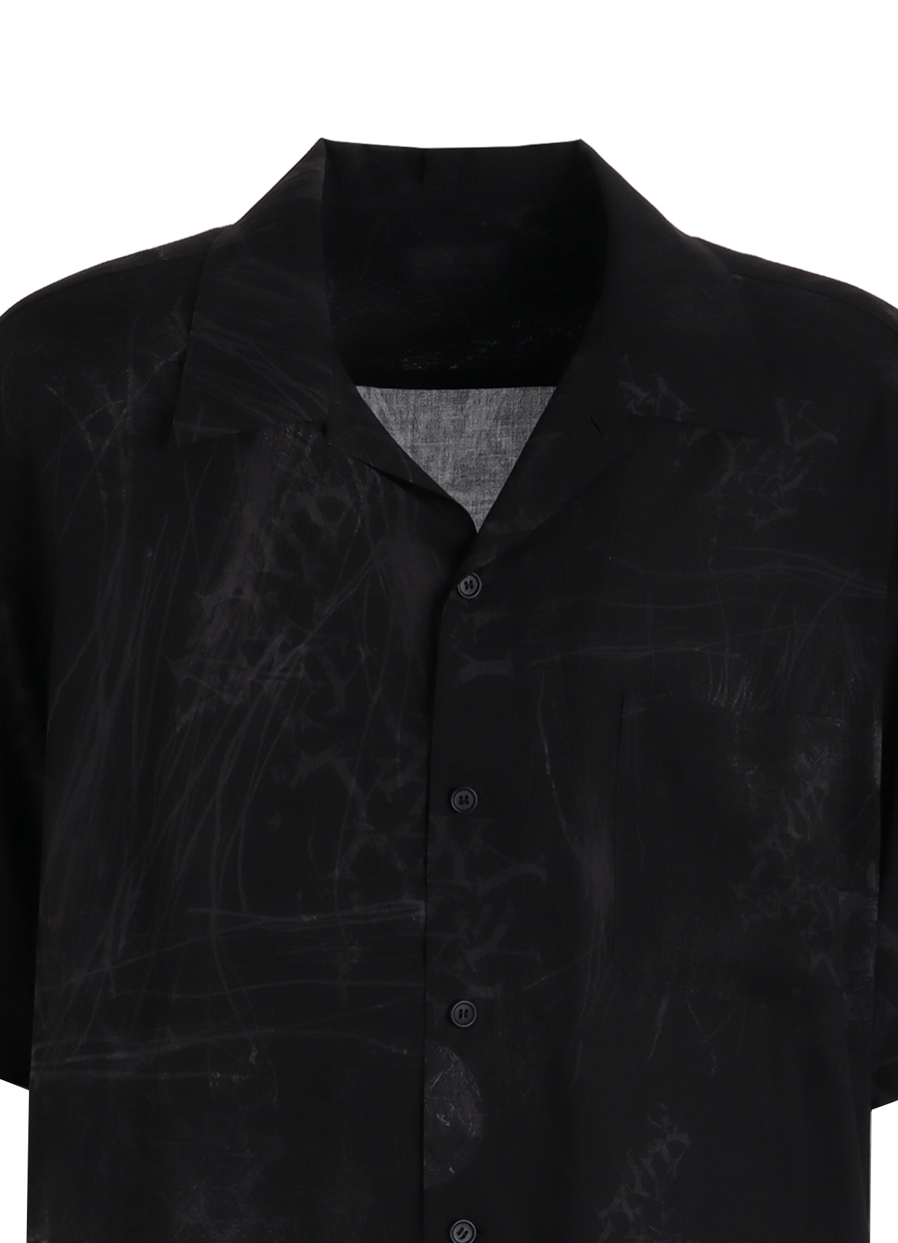 RAYON “Y” LETTER AND INDIAN MOTIF PRINT OPEN COLLAR SHIRT