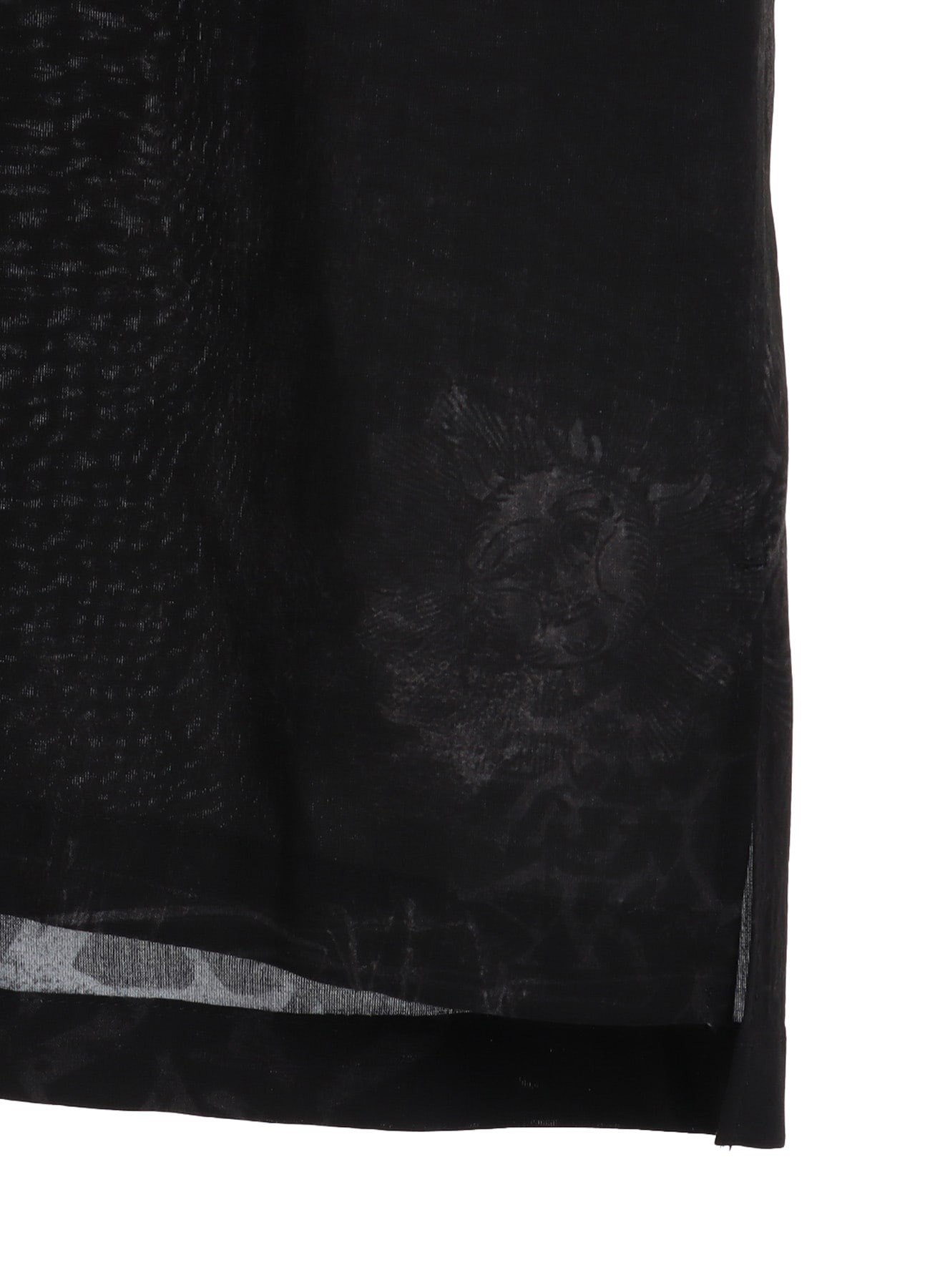 RAYON “Y” LETTER AND INDIAN MOTIF PRINT OPEN COLLAR SHIRT(M Black