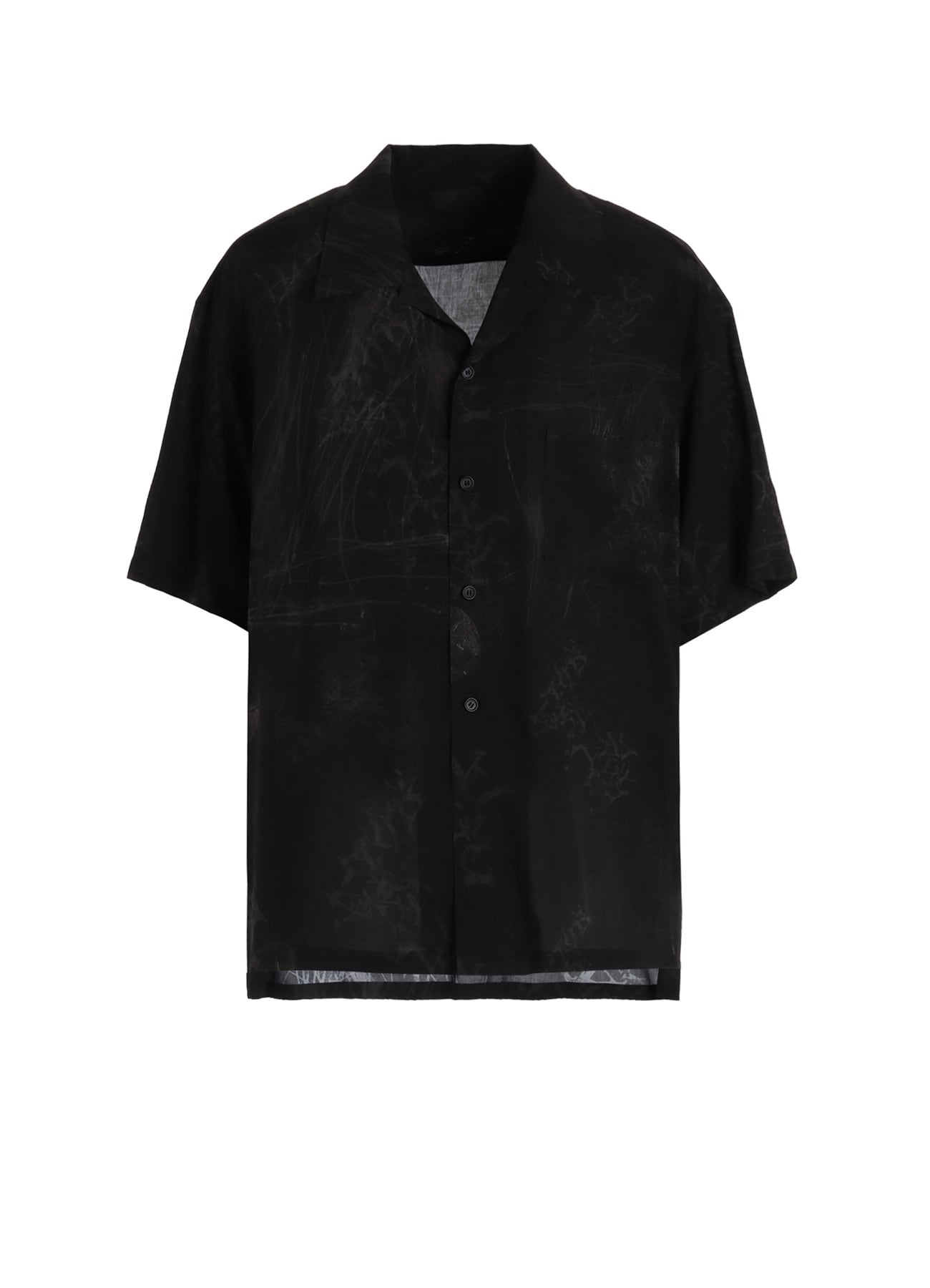 RAYON “Y” LETTER AND INDIAN MOTIF PRINT OPEN COLLAR SHIRT