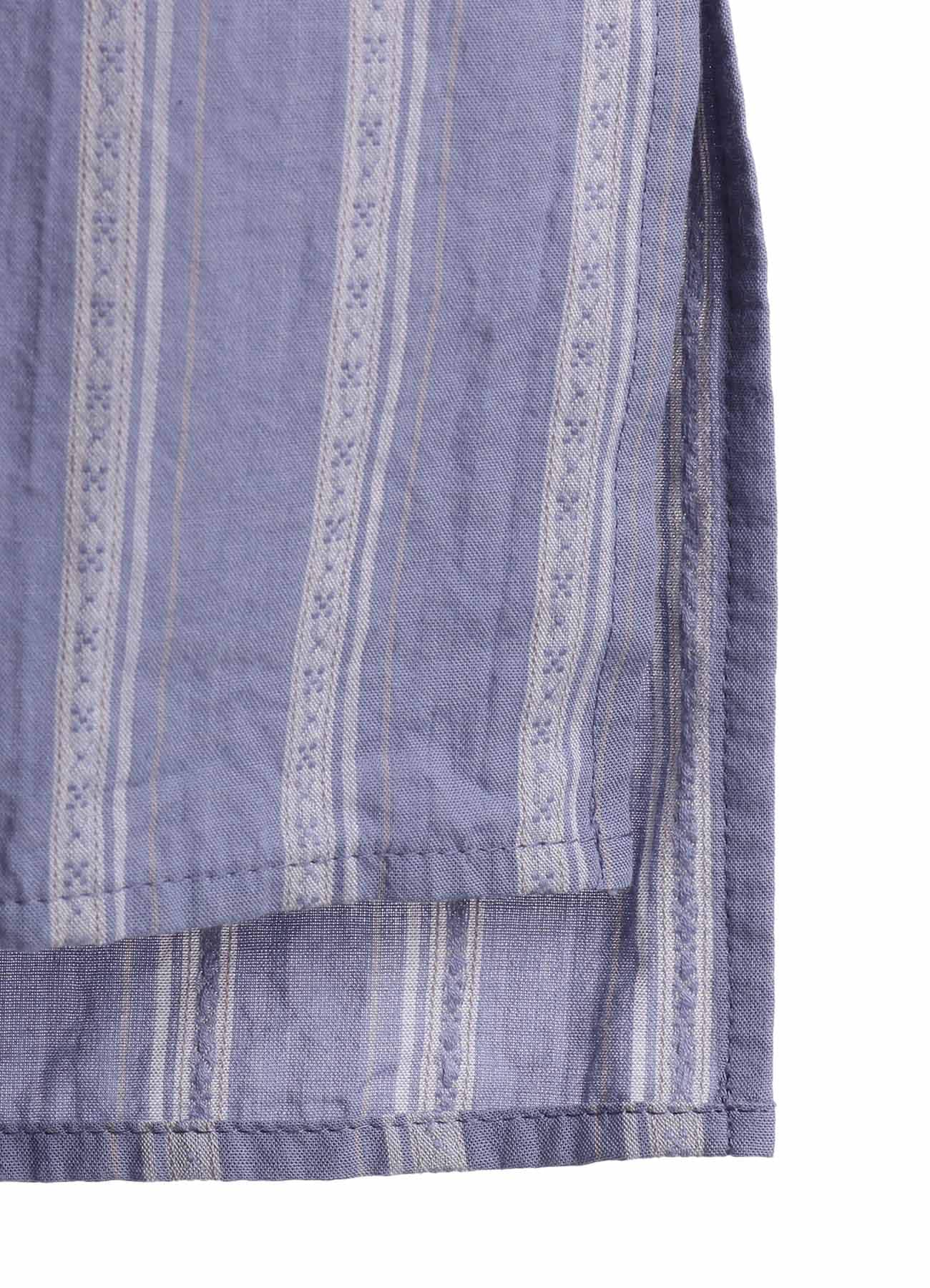 COTTON STRIPED HORSE RIDER PRINT DRAPE SHIRT