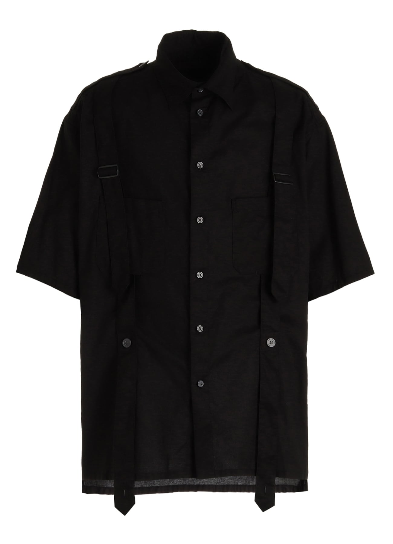 COTTON TWILL BELT REGULAR COLLAR SHORT-SLEEVE SHIRT