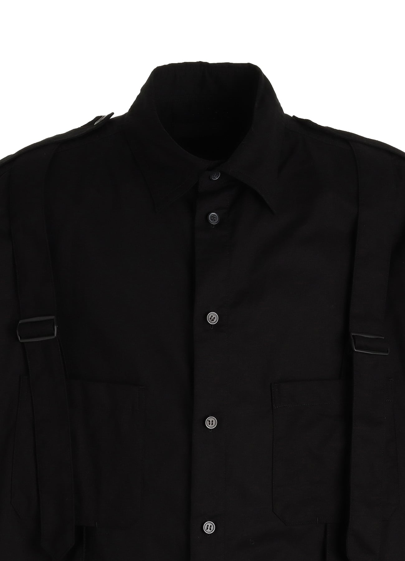 COTTON TWILL BELT REGULAR COLLAR SHORT-SLEEVE SHIRT