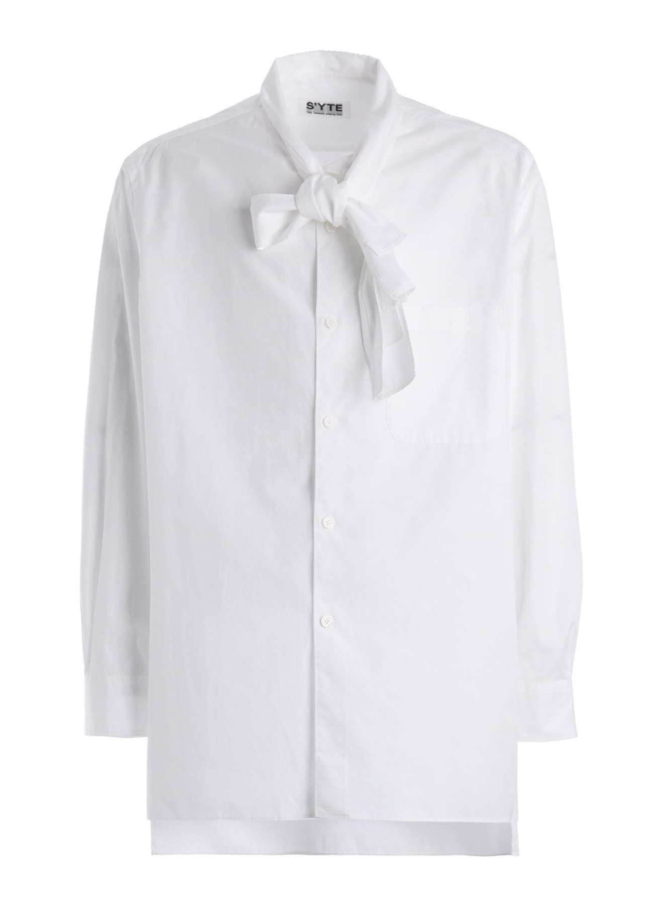 100/2 COTTON BROAD DRAPE-COLLAR SHIRT(S White): S'YTE｜THE SHOP
