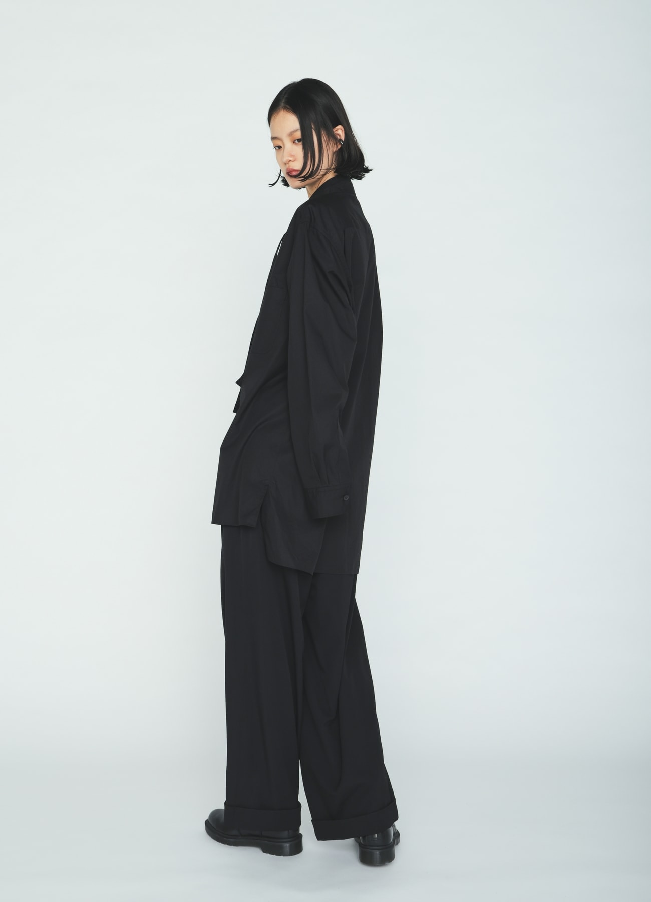 100/2 COTTON BROAD DRAPE-COLLAR SHIRT