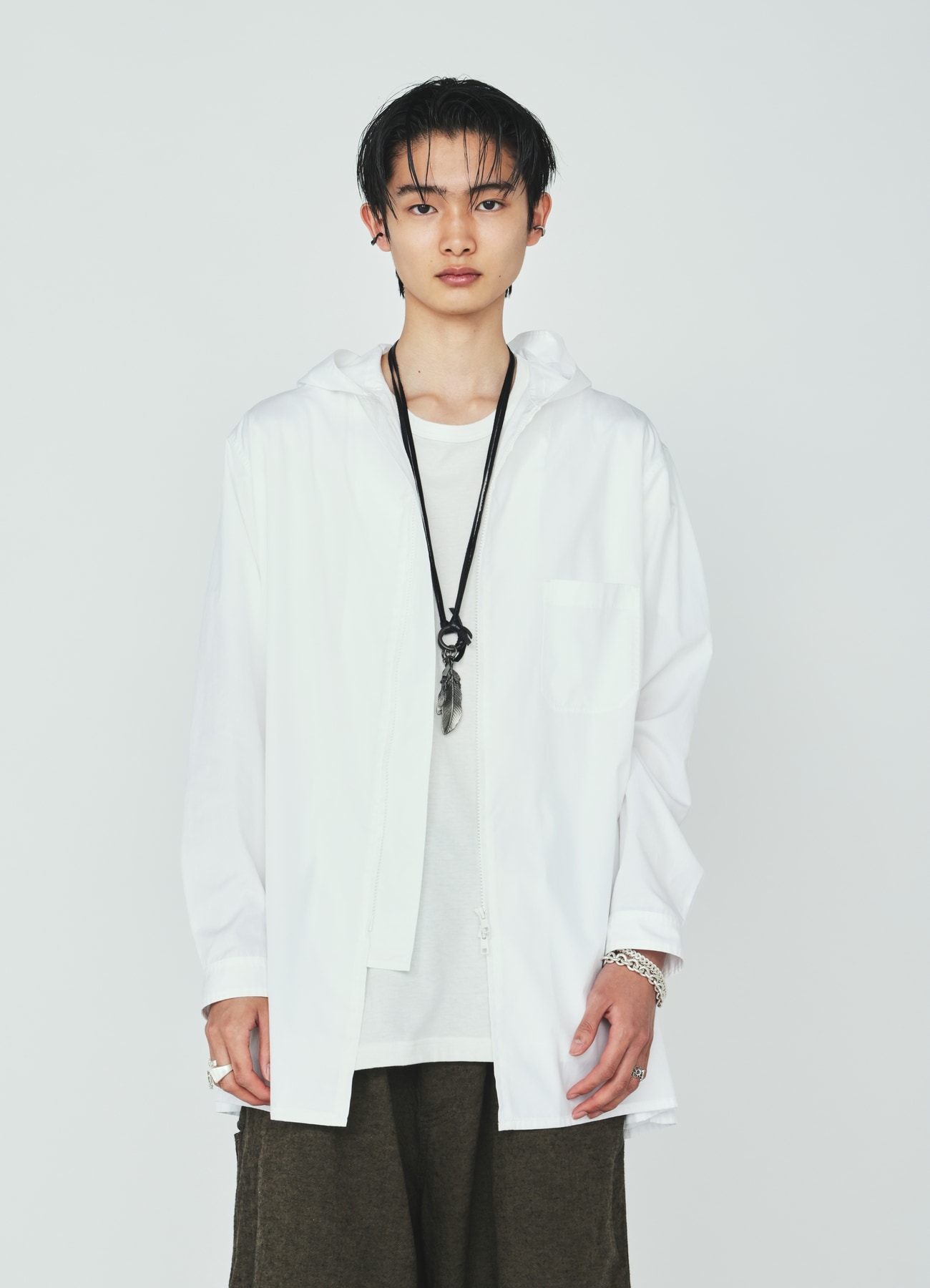 100/2 COTTON BROAD ZIP-UP HOODED SHIRT