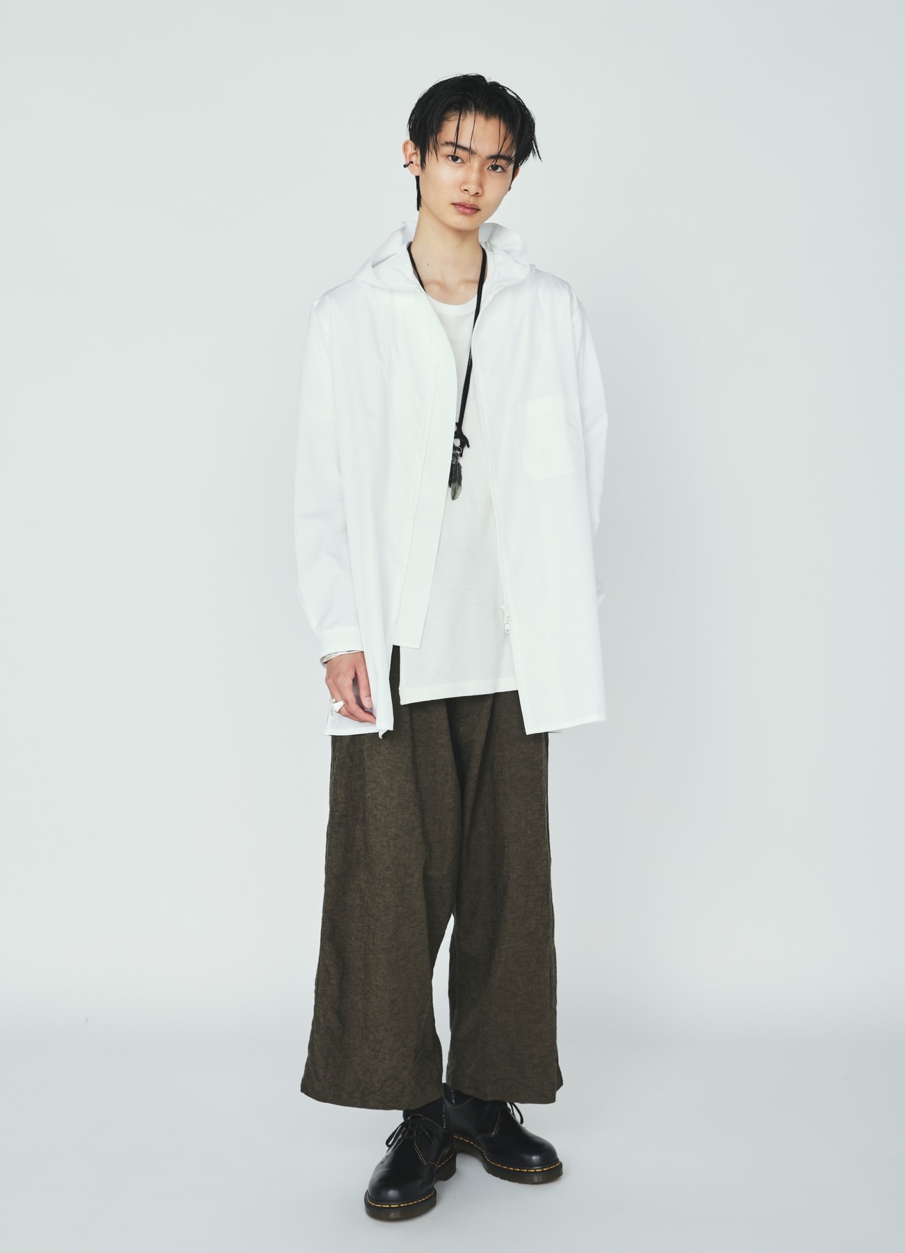 100/2 COTTON BROAD ZIP-UP HOODED SHIRT