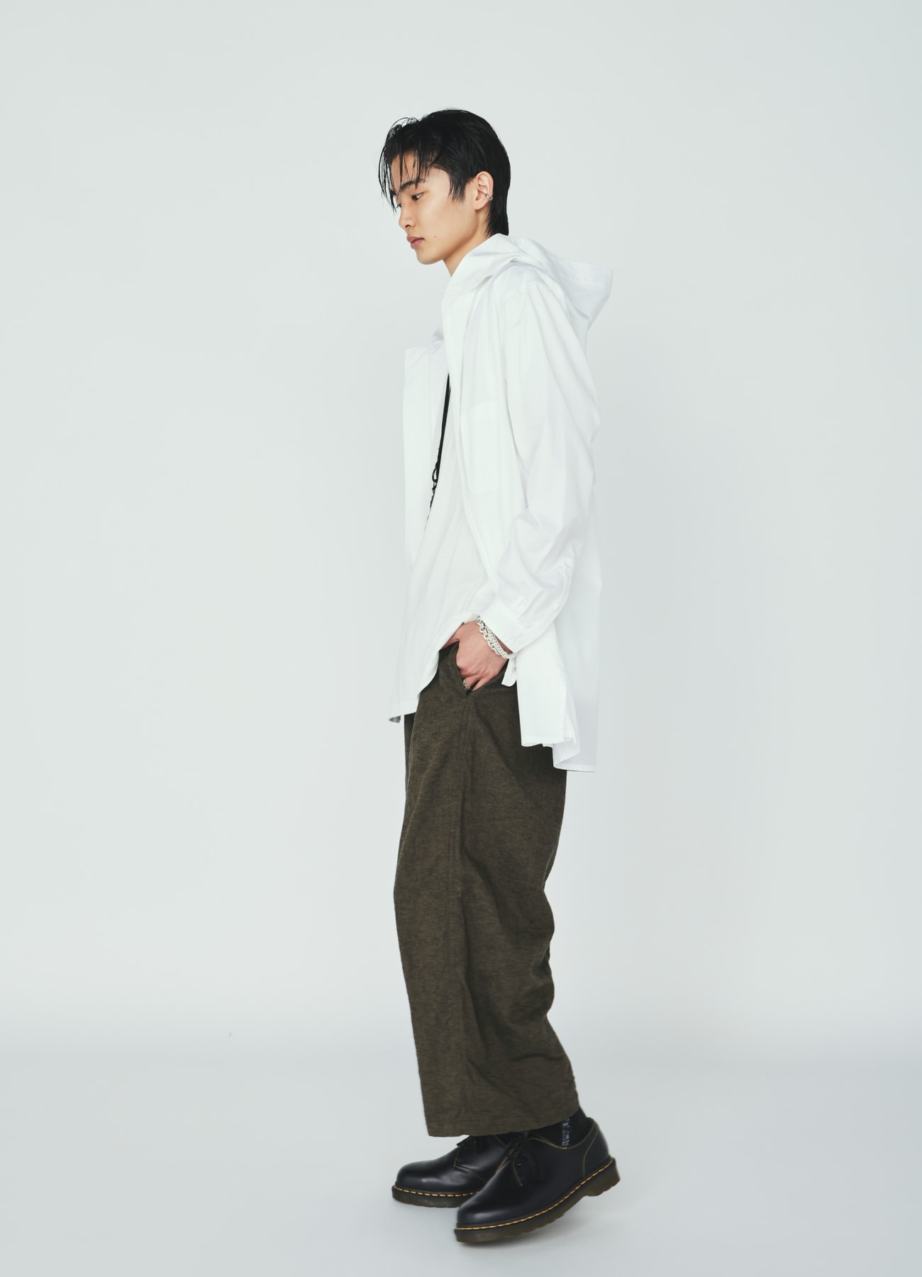 100/2 COTTON BROAD ZIP-UP HOODED SHIRT