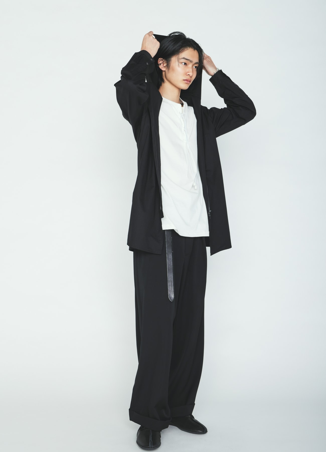 100/2 COTTON BROAD ZIP-UP HOODED SHIRT