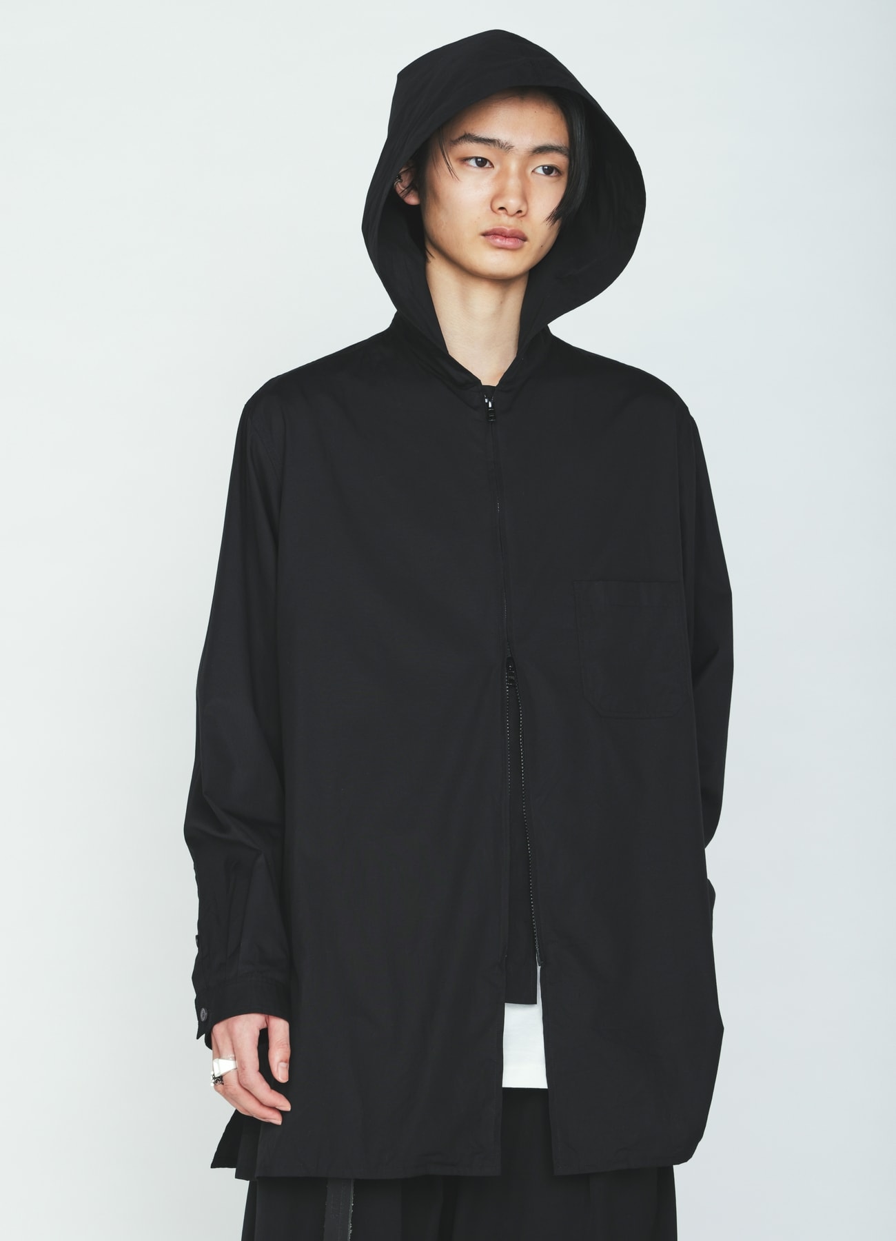 100/2 COTTON BROAD ZIP-UP HOODED SHIRT
