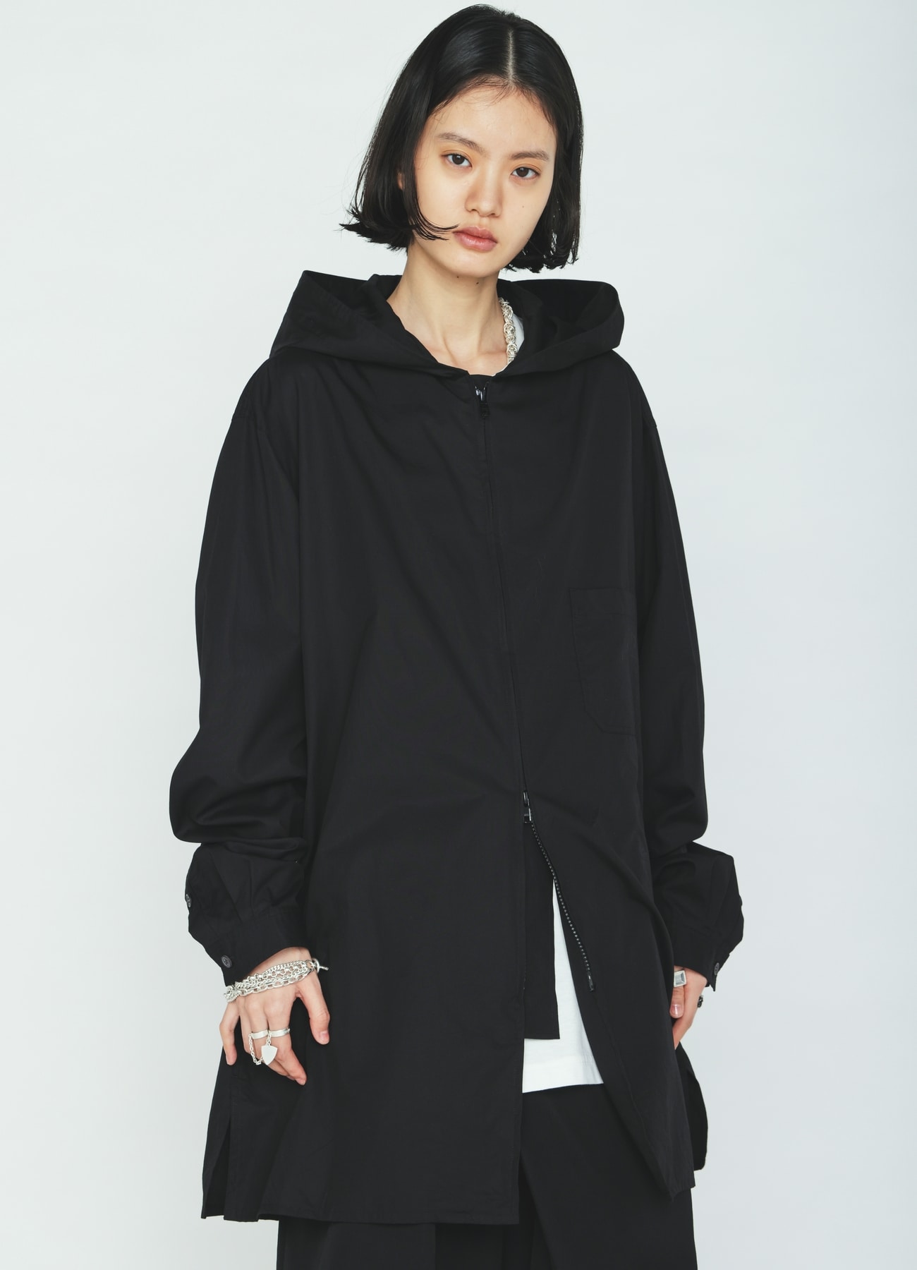100/2 COTTON BROAD ZIP-UP HOODED SHIRT