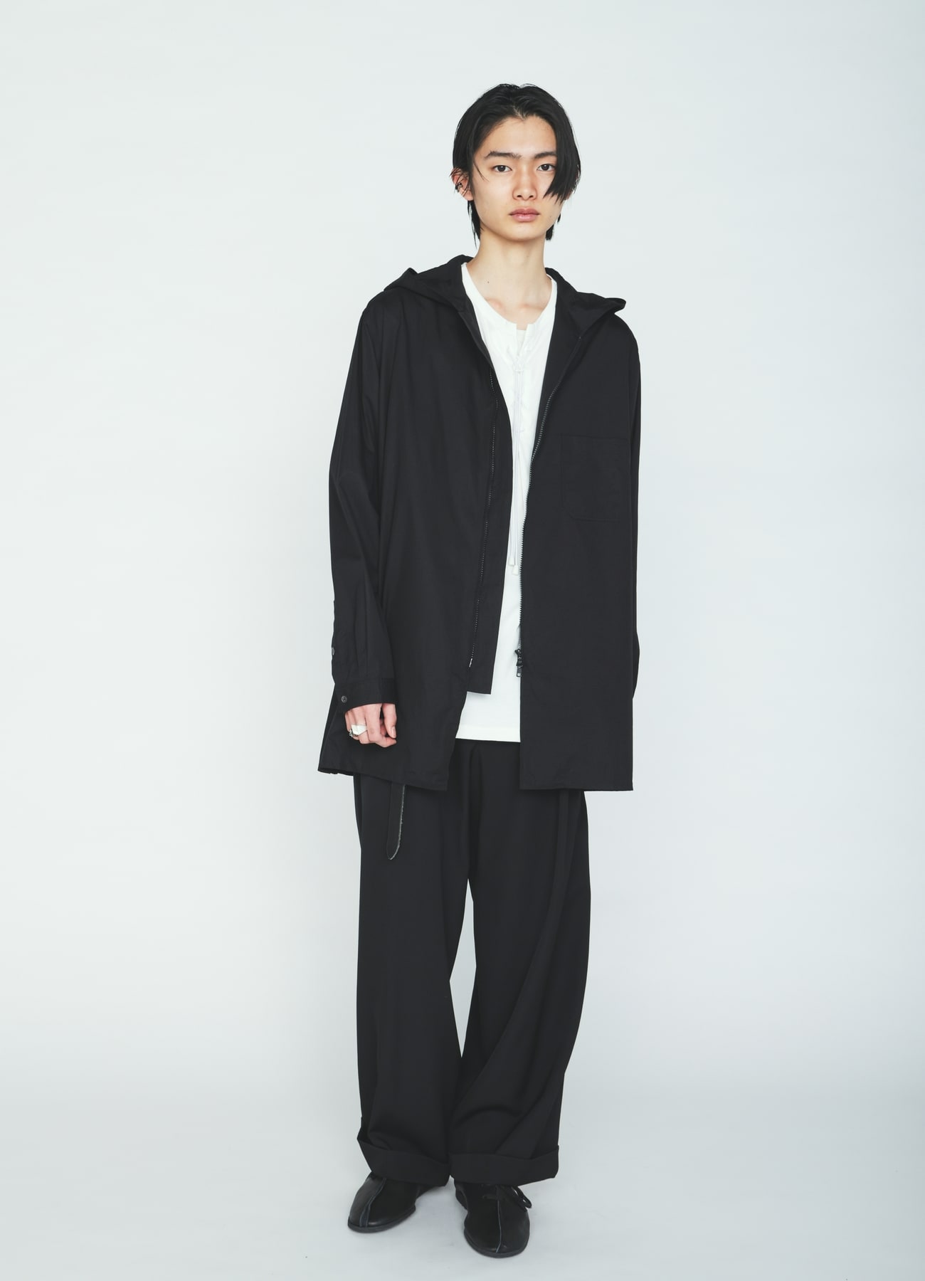 100/2 COTTON BROAD ZIP-UP HOODED SHIRT