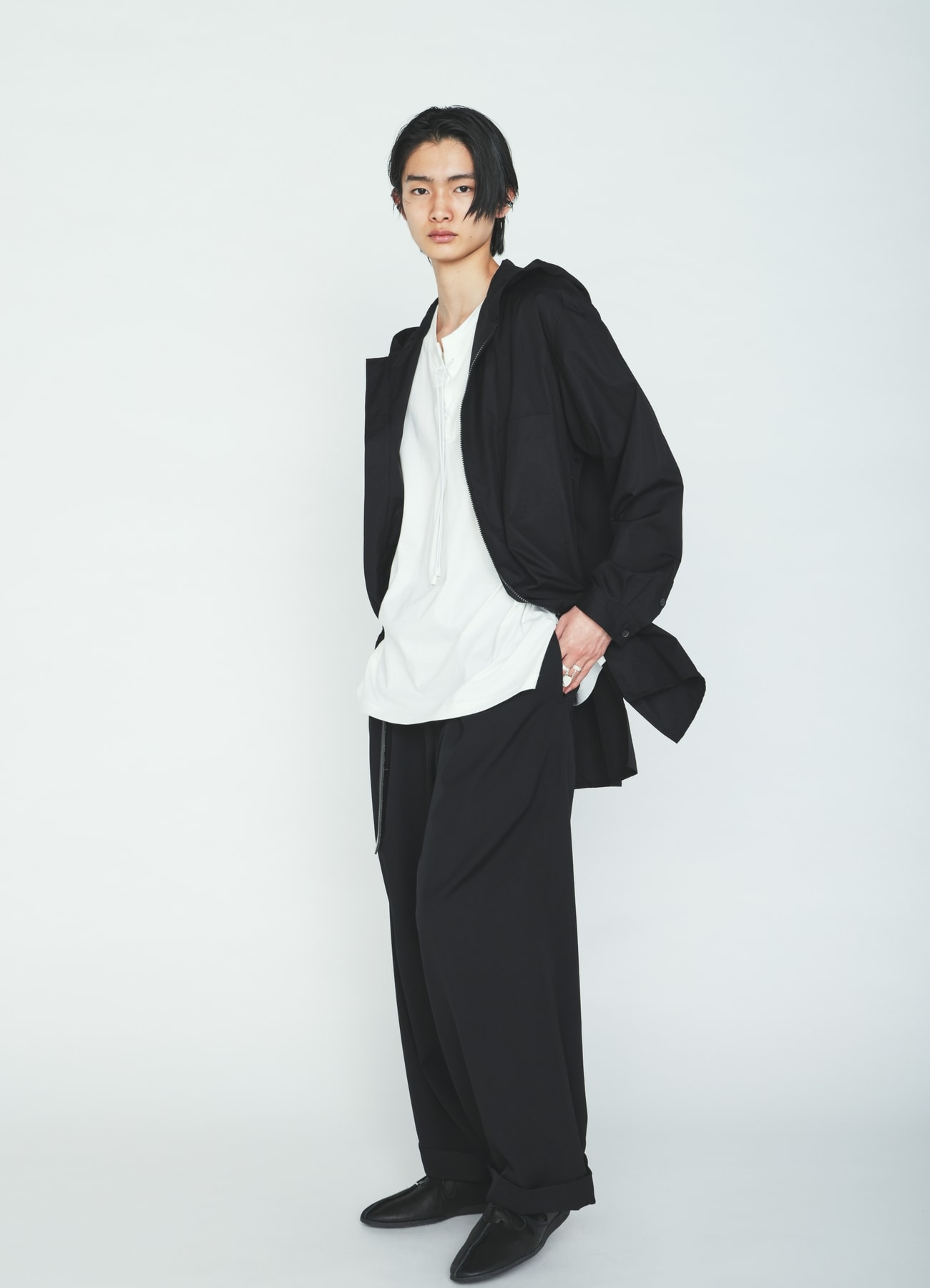 100/2 COTTON BROAD ZIP-UP HOODED SHIRT