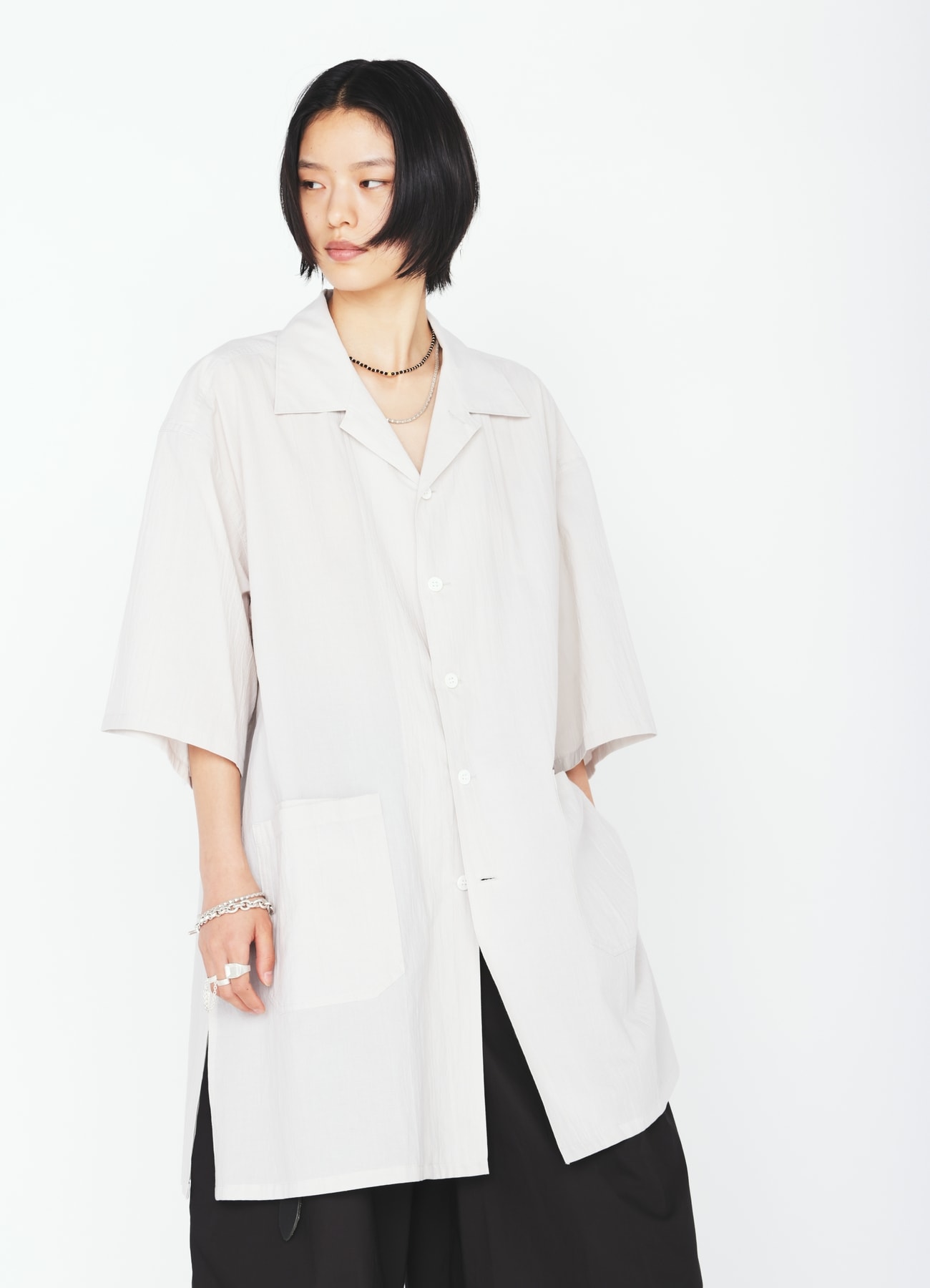 60S COTTON LAWN OPEN COLLAR SHIRT