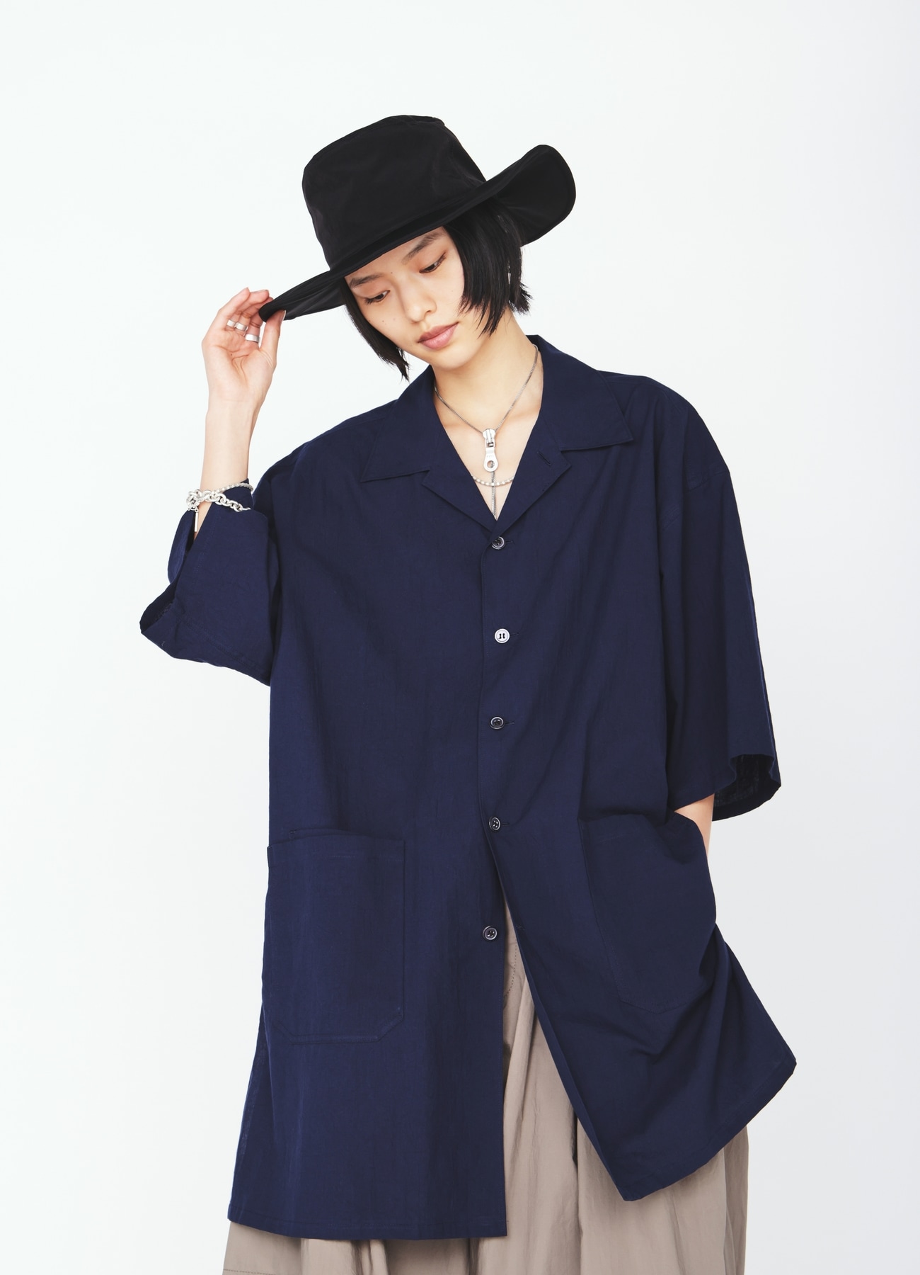 60S COTTON LAWN OPEN COLLAR SHIRT
