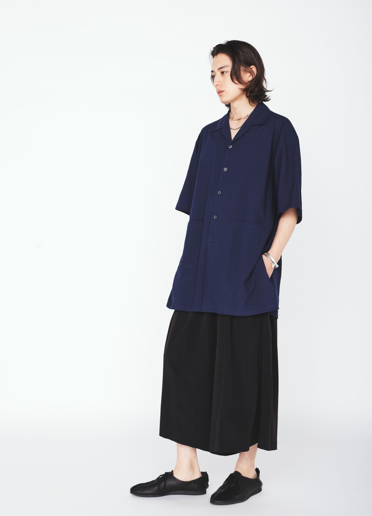 60S COTTON LAWN OPEN COLLAR SHIRT