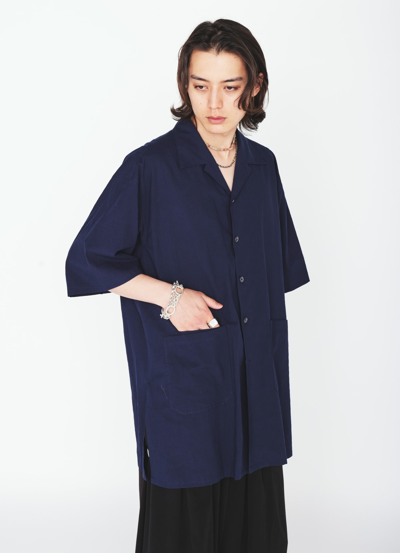 60S COTTON LAWN OPEN COLLAR SHIRT