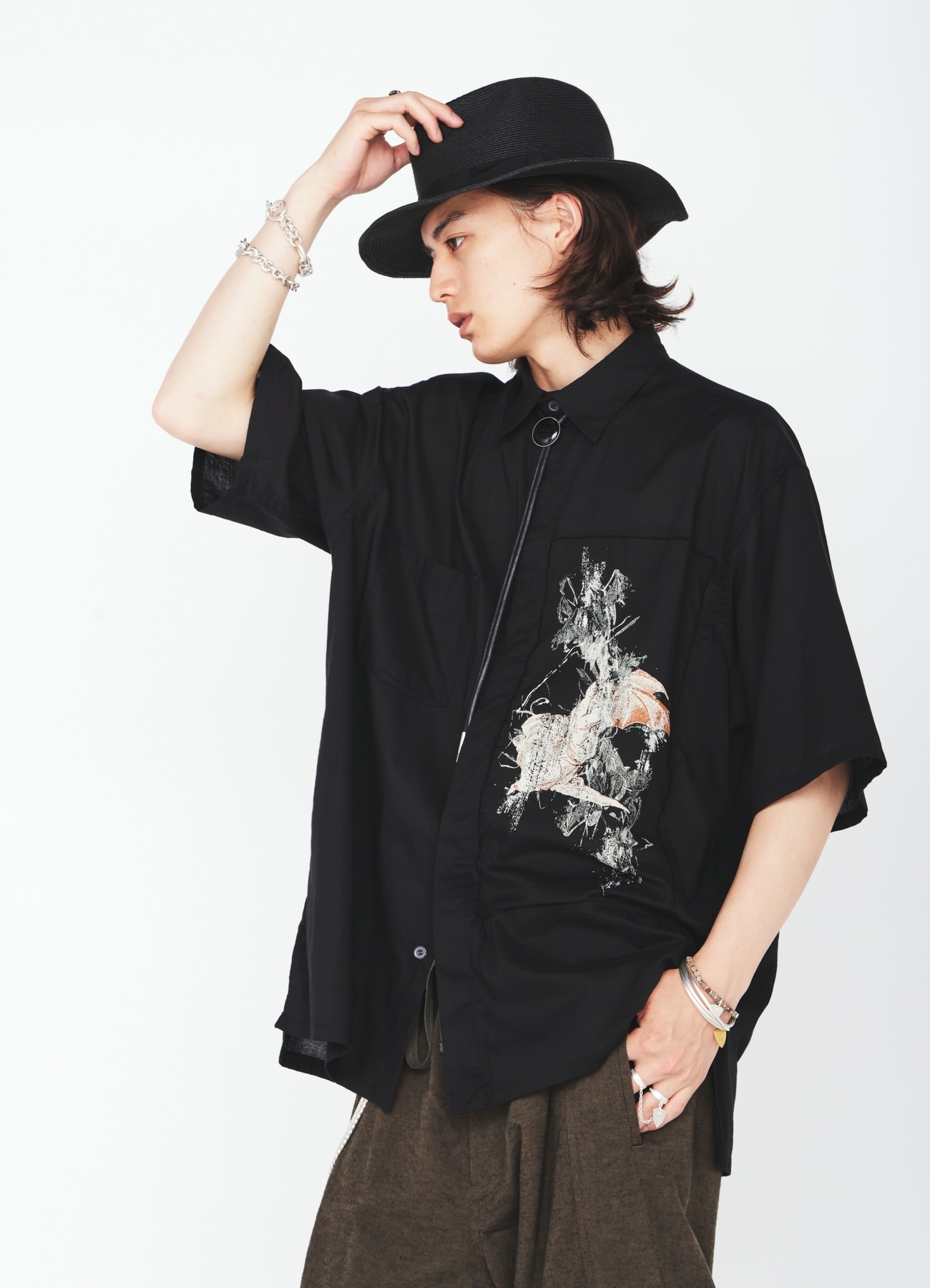 COTTON BAT-ANGEL PIGMENT PRINT SHIRT