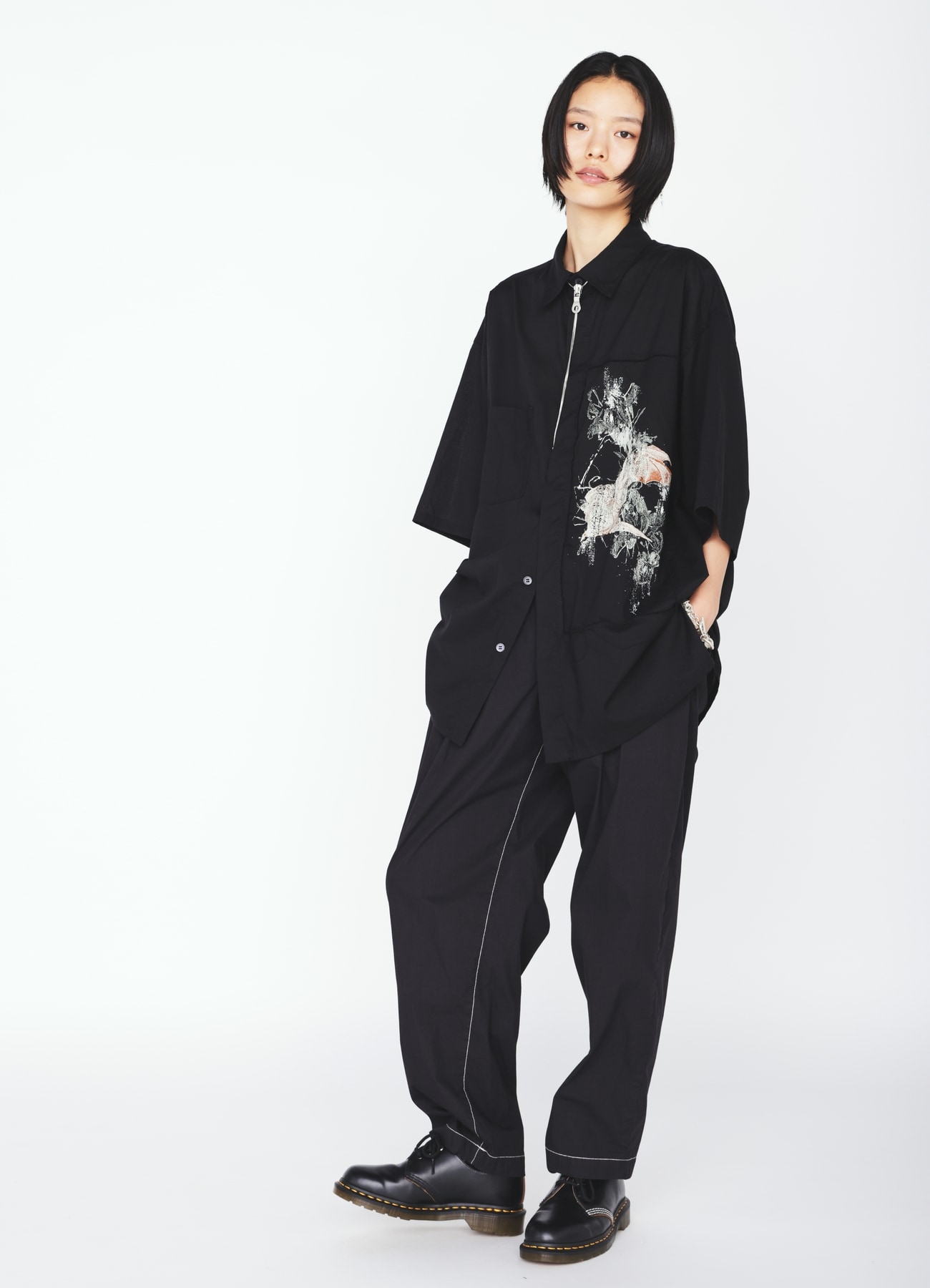 COTTON BAT-ANGEL PIGMENT PRINT SHIRT
