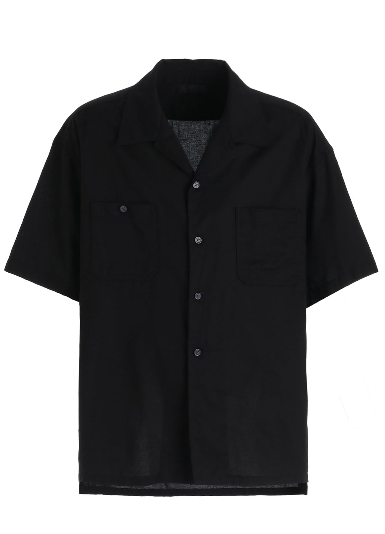 COTTON TWILL OPEN COLLAR SHORT-SLEEVE SHIRT