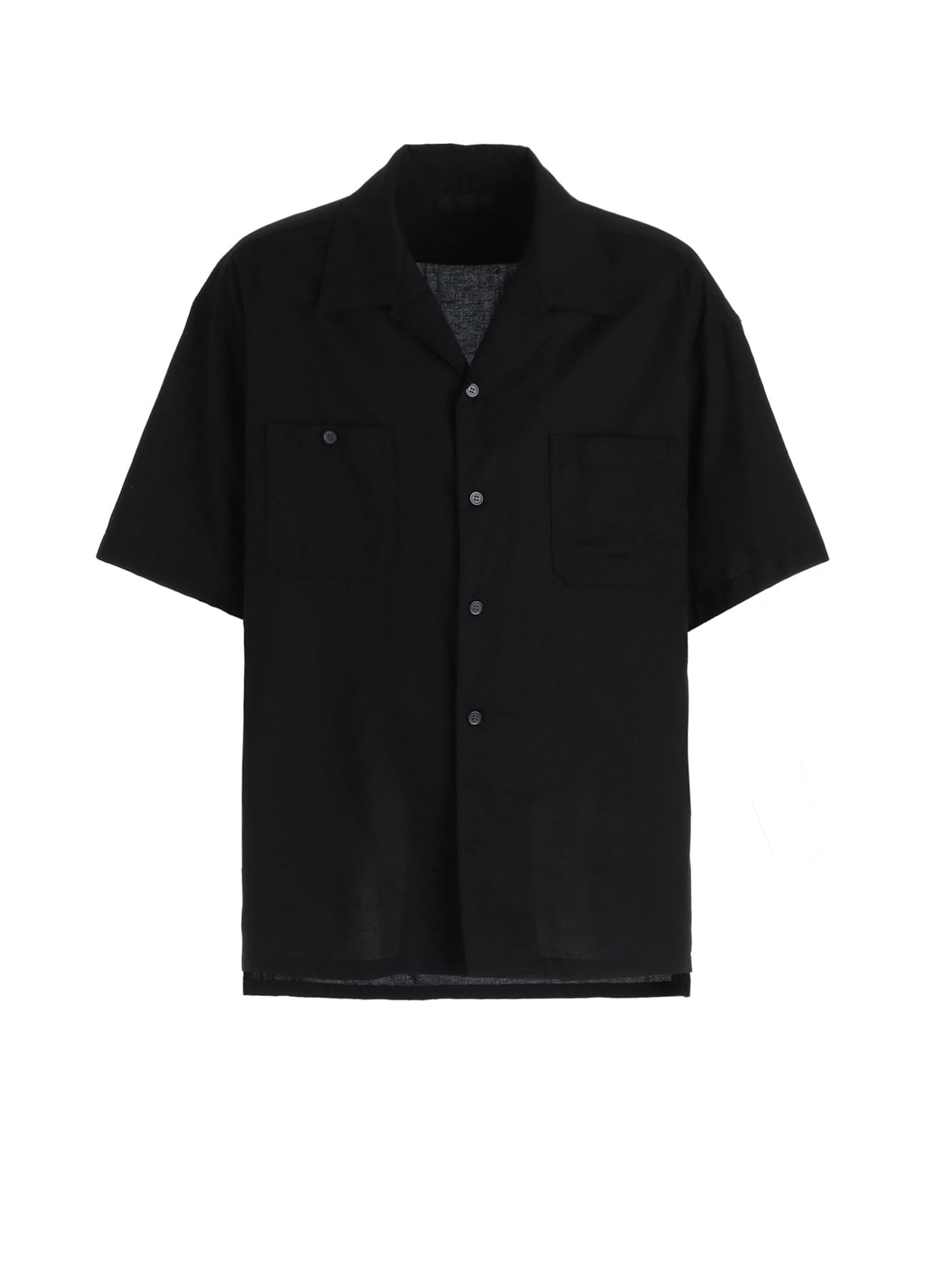 COTTON TWILL OPEN COLLAR SHORT-SLEEVE SHIRT