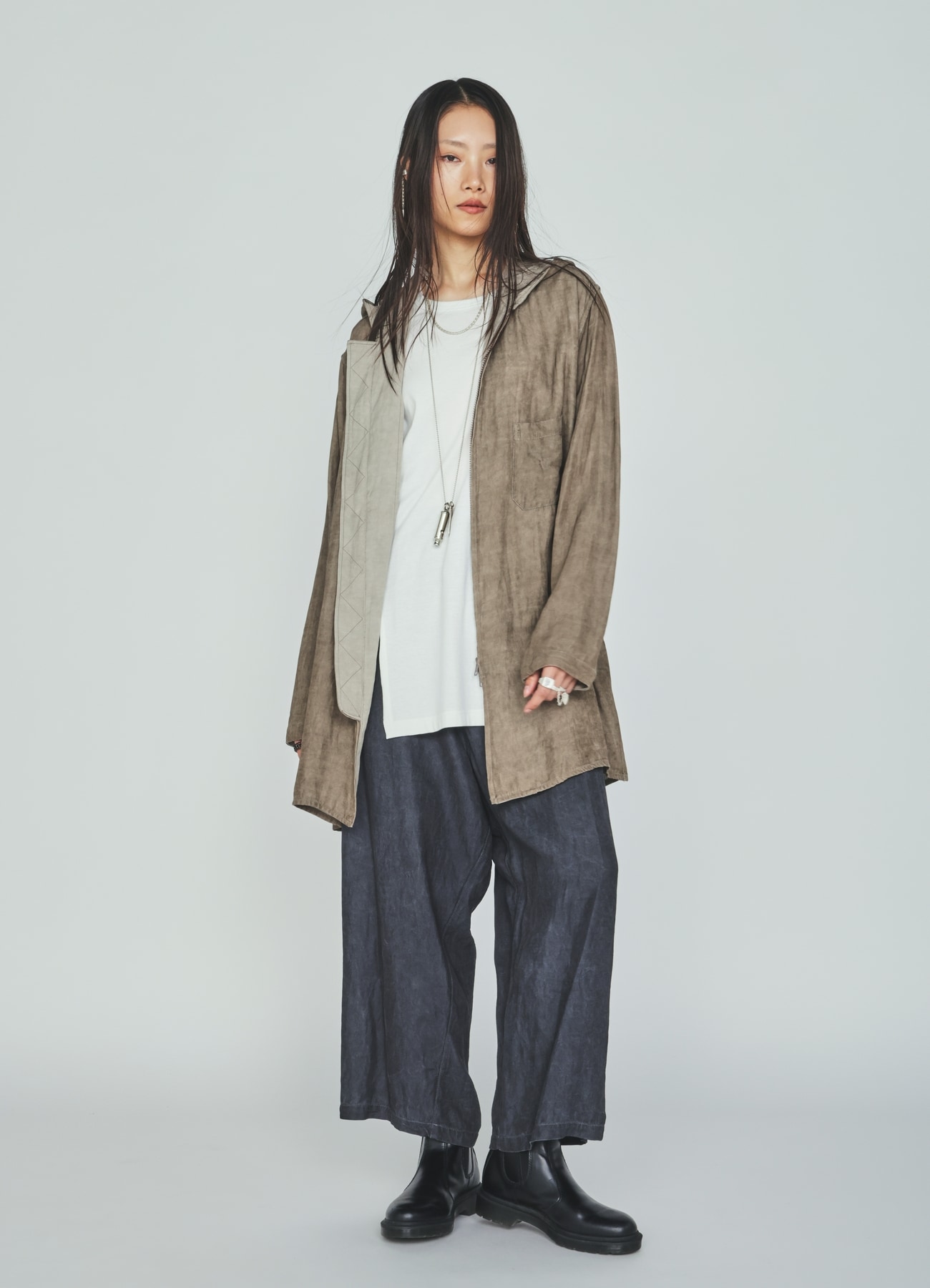VIS/LI TWILL PIGMENT PRINT HOODED ZIP SHIRT