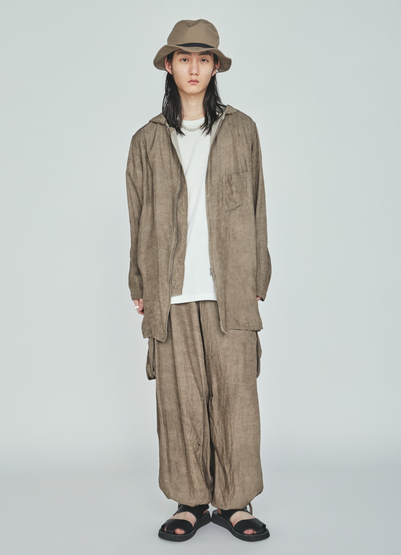 VIS/LI TWILL PIGMENT PRINT HOODED ZIP SHIRT