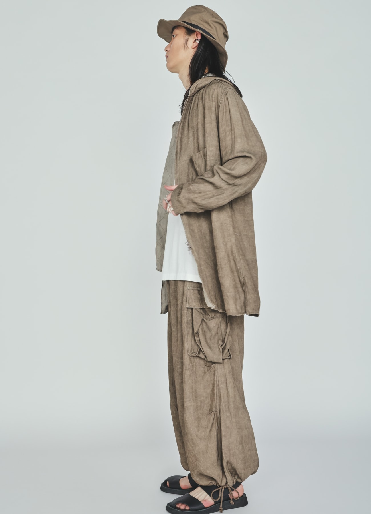 VIS/LI TWILL PIGMENT PRINT HOODED ZIP SHIRT